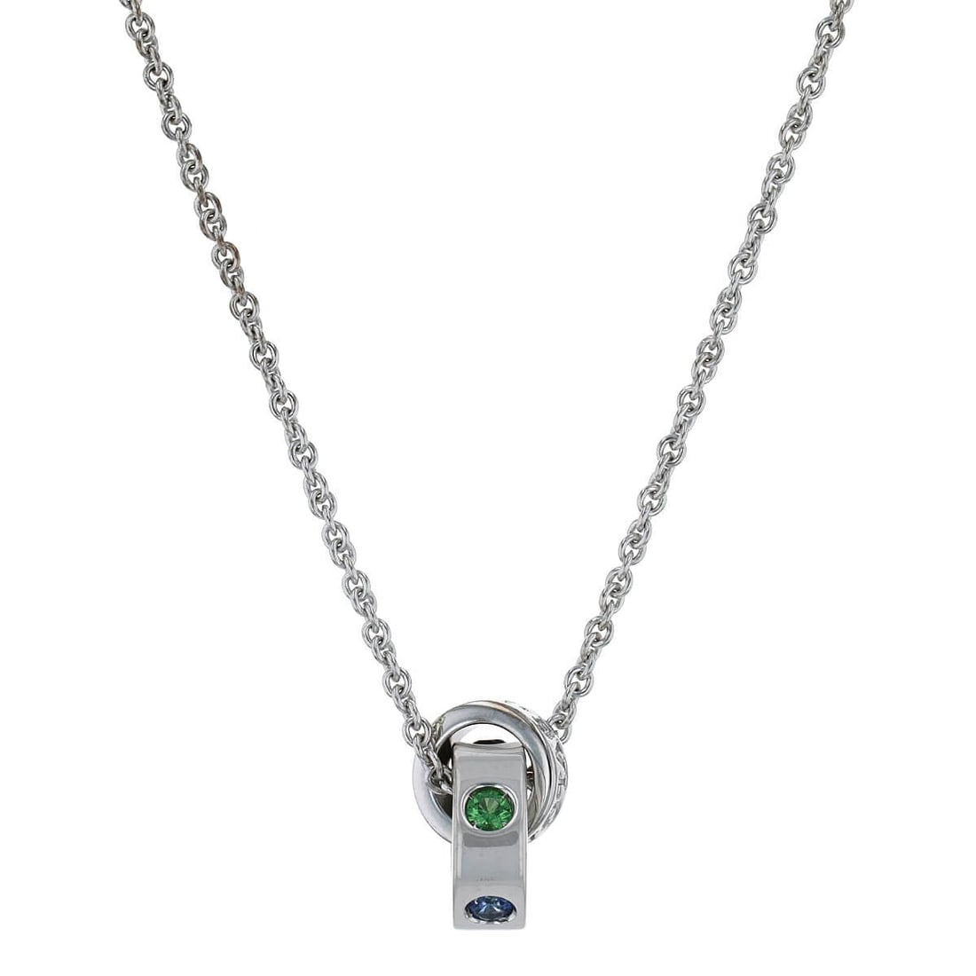 Bulgari Blue Sapphire & Green Garnet 18K White Gold Pendant Necklace (1 of 3)