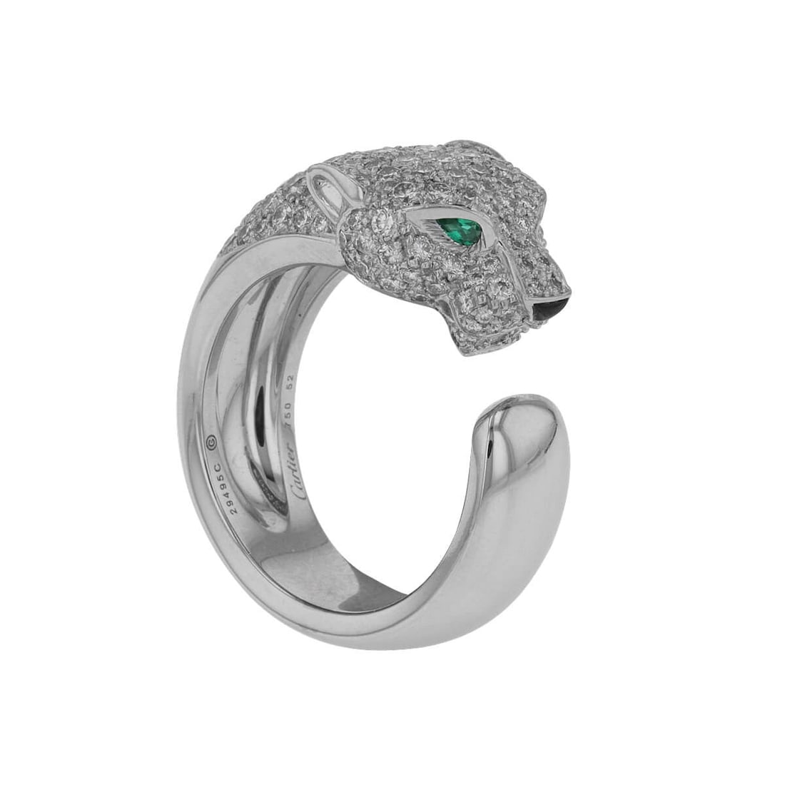 Cartier Panthere Diamond Emerald Onyx 18K White Gold Ring (1 of 3)