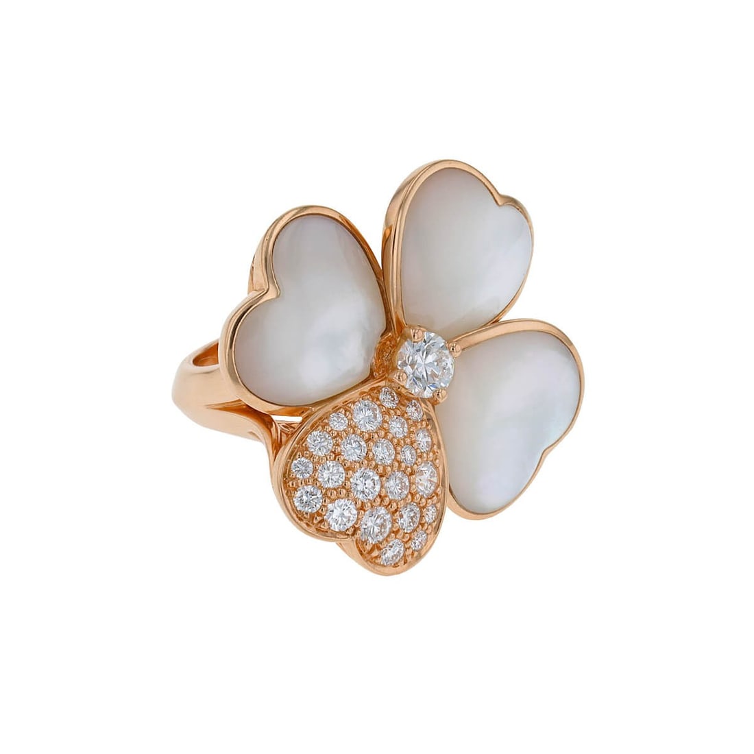Van Cleef & Arpels Cosmos Diamond MotherofPearl 18K Rose Gold Ring (1 of 3)