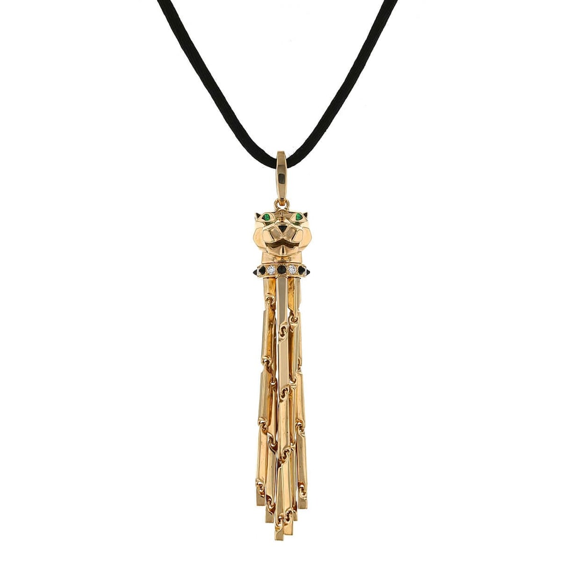 Cartier Panthere Diamond & Onyx & Garnet 18K Yellow Gold Pendant Necklace (1 of 3)