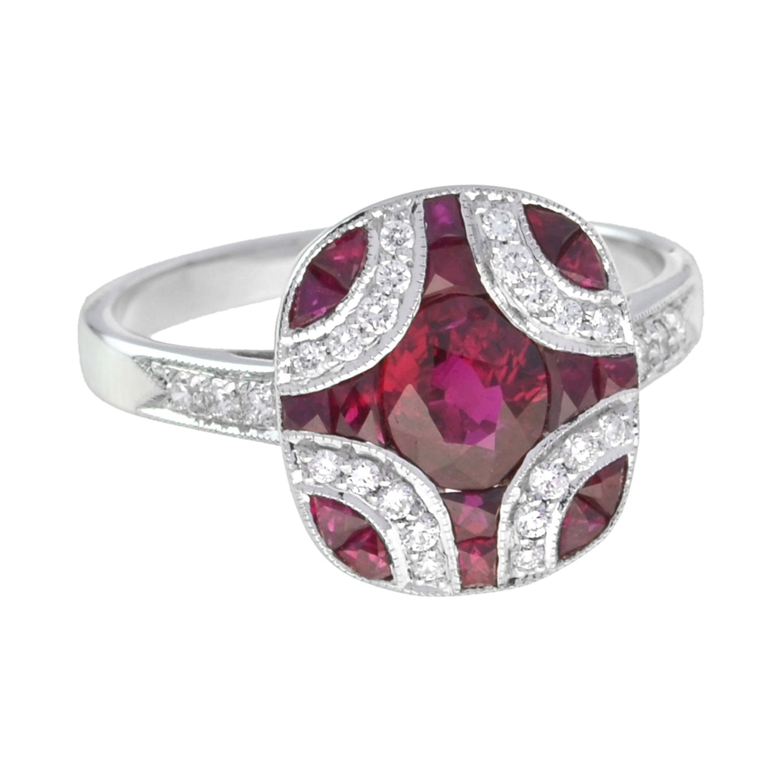 Art Deco Ruby & Diamond Mosaic Ring (1 of 11)