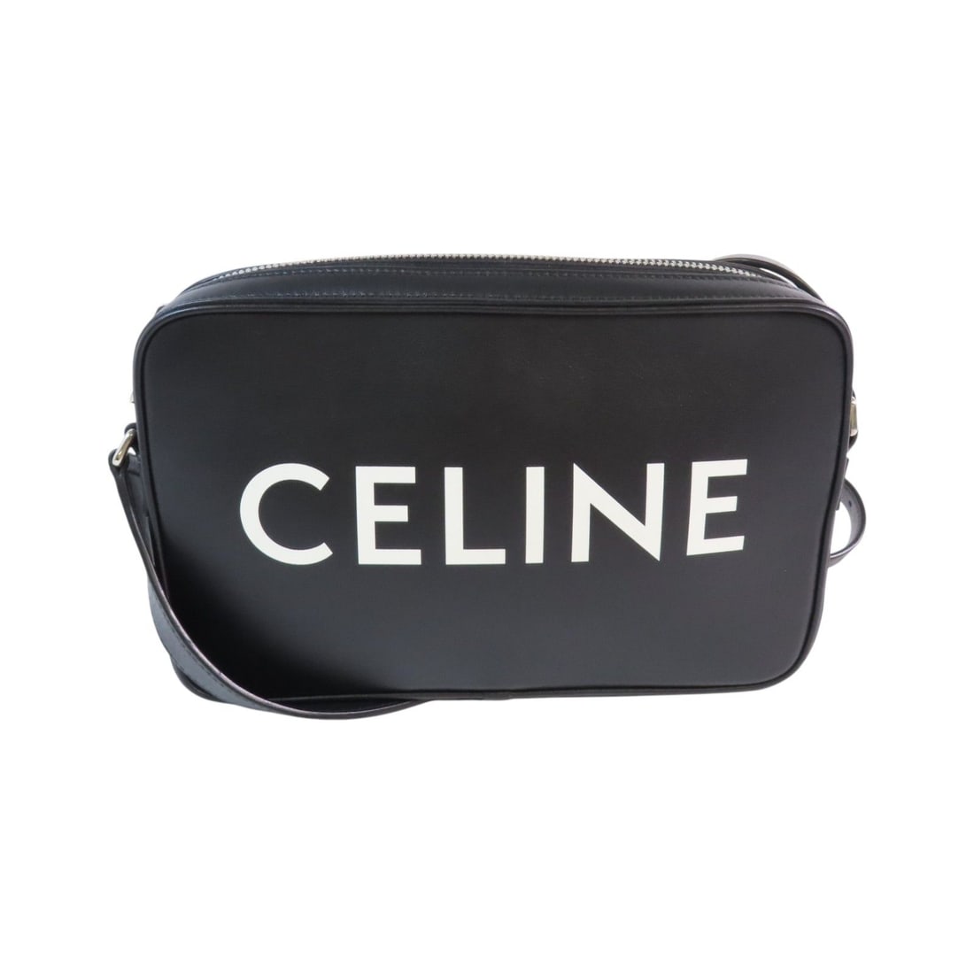 CELINE Black Cowhide Leather Shoulder Bag: Title/Medium: CELINE Black Cowhide Leather Shoulder Bag Origin/Year: Contemporary Dimensions: Size: 24cm x 15cm x 4.5cm (9.4 in x 5.9 in x 1.8 in) Shoulder Strap: 95cm to 115cm (37.4 in to 45.3 in) <