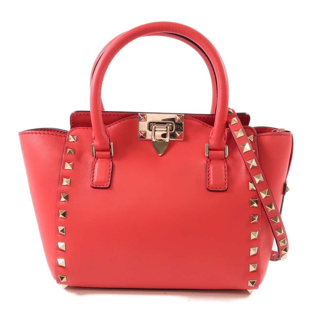 Valentino Red Calfskin 2-Way Shoulder Bag: Title: Valentino Red Calfskin 2-Way Shoulder Bag Medium: Calfskin Leather Origin/Year: VALENTINO, Pre-owned Dimensions: W: 20-29cm (7.9 inches) H: 19cm (7.5 inches) D: 10cm (3.9