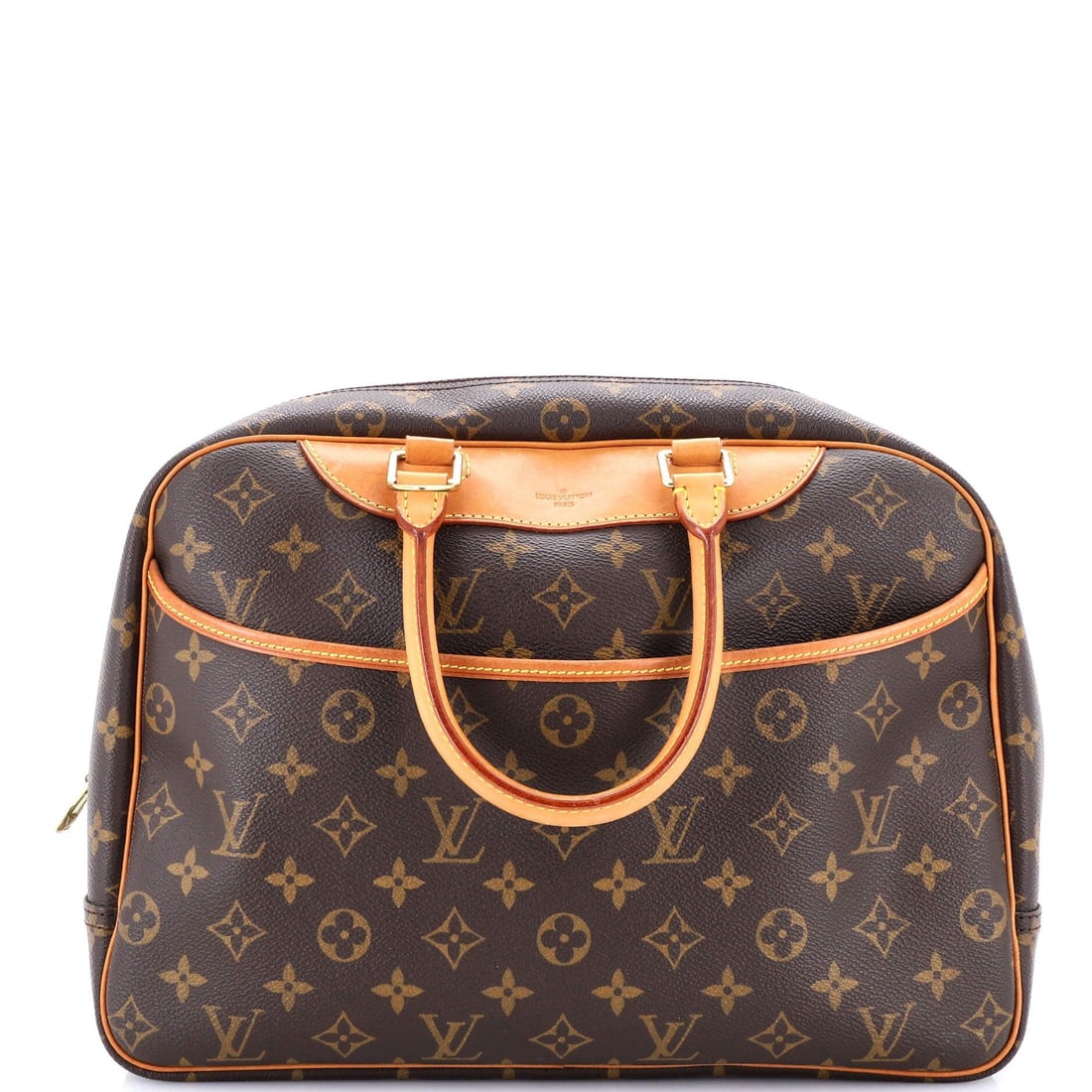 Louis Vuitton Deauville Monogram Handbag: Title/Medium: Louis Vuitton Deauville Handbag Origin/Year: Louis Vuitton Dimensions: Height: 10.5" Width: 13.5" Depth: 5" Handle Drop: 4" Strap Drop: 17.5-22" Condition: