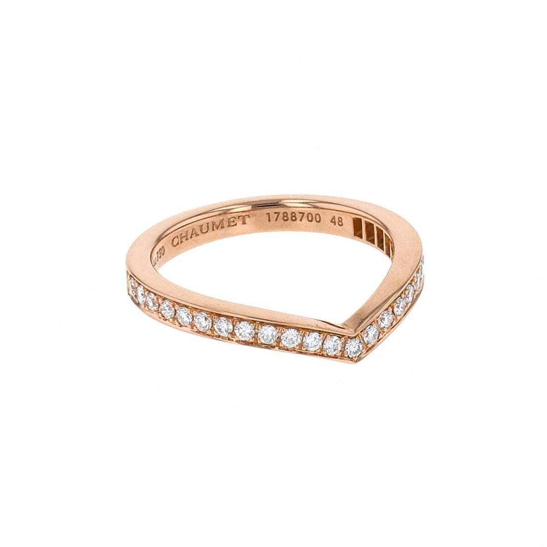 Chaumet Joséphine Aigrette Diamond Ring: Title/Medium: Chaumet Joséphine Aigrette Diamond Ring Origin/Year: France, Circa 2023 Dimensions: Width: 0.3 cm Ring Size: 48 Weight: 2.7 g Diamond Weight: 0.4 ct Condi