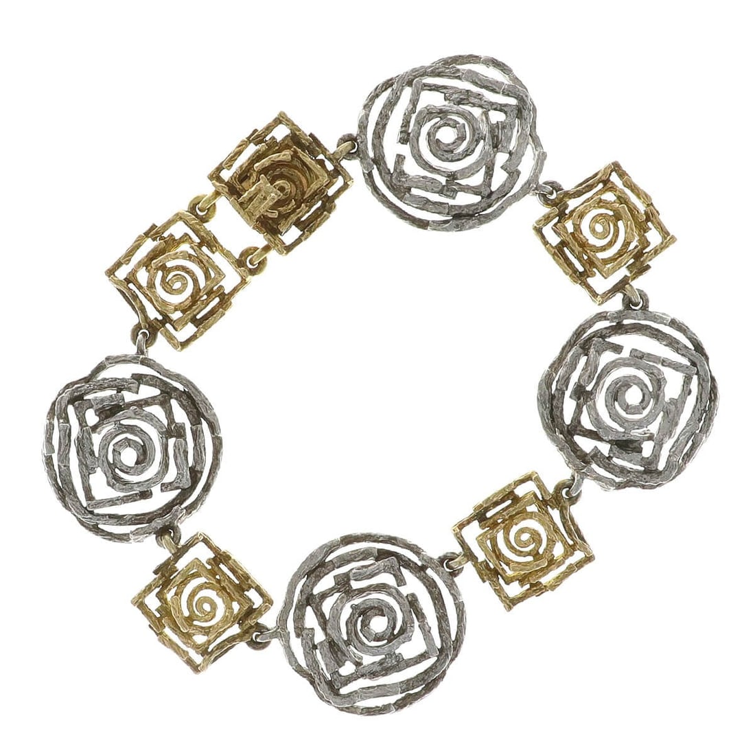 Chaumet Labyrinthe Two-Tone Gold Bracelet: Title/Medium: Chaumet Labyrinthe Two-Tone Gold Bracelet Origin/Year: Vintage, Year Unknown Dimensions: Width: 2.3 cm Length: 19 cm Thickness: 0.4 cm Weight: 31.71 g Con
