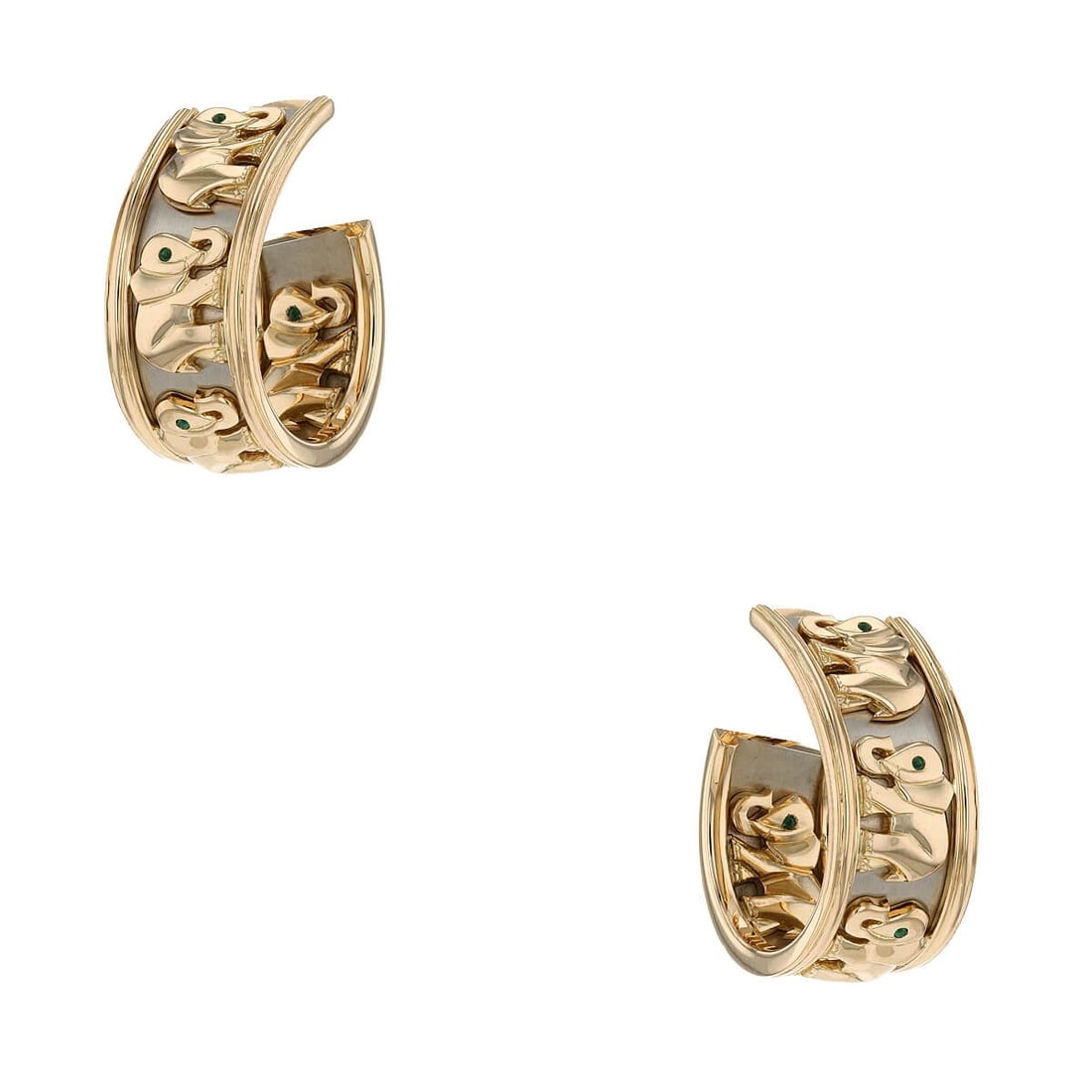 Cartier Vintage Elephant Gold Earrings: Title: Cartier Vintage Elephant Gold Earrings Origin/Year: Cartier, 1990 Dimensions: Width: 1.5 cm Length: 3.2 cm Thickness: 2.5 cm Weight: 47.3 g Condition: Vintag