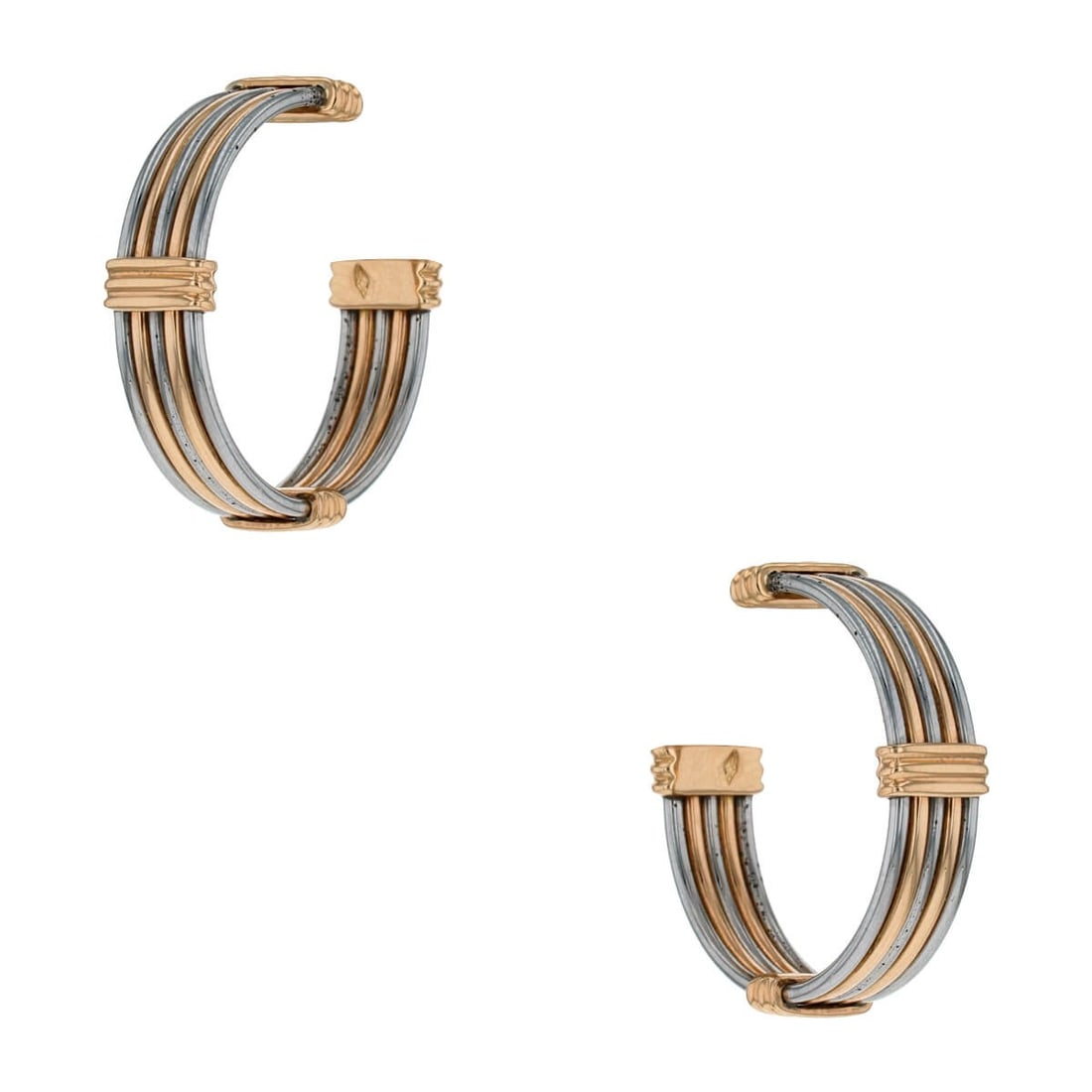 Cartier Vintage Gold and Steel Hoop Earrings (1 of 3)