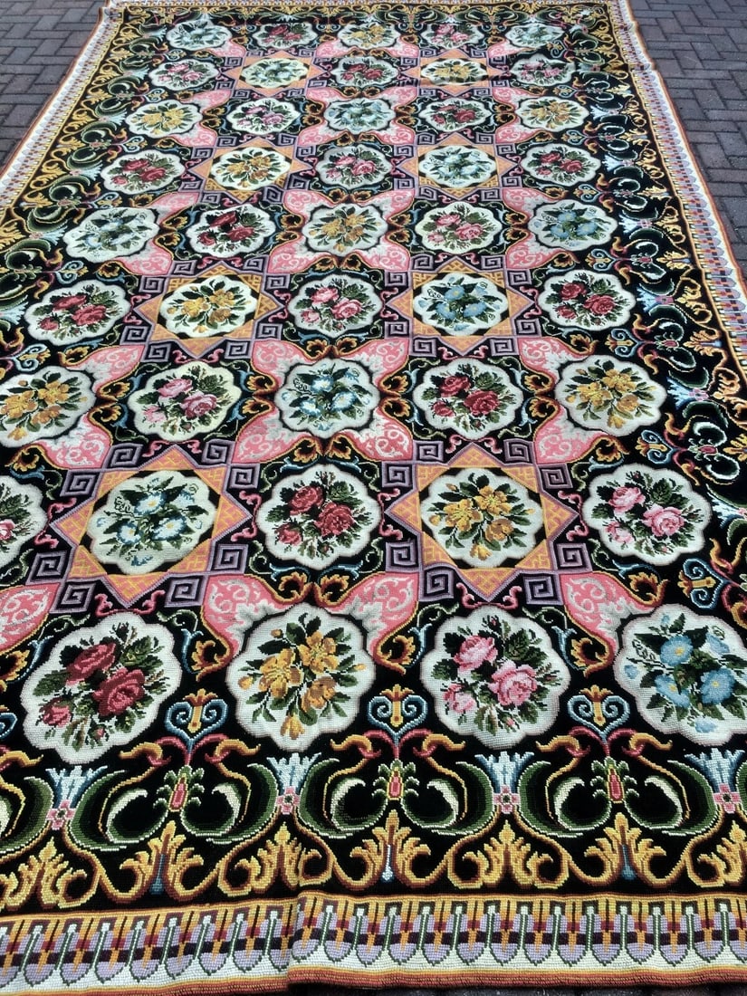 French Needlepoint Carpet, 8'x14', c. 1920 (1 of 5)