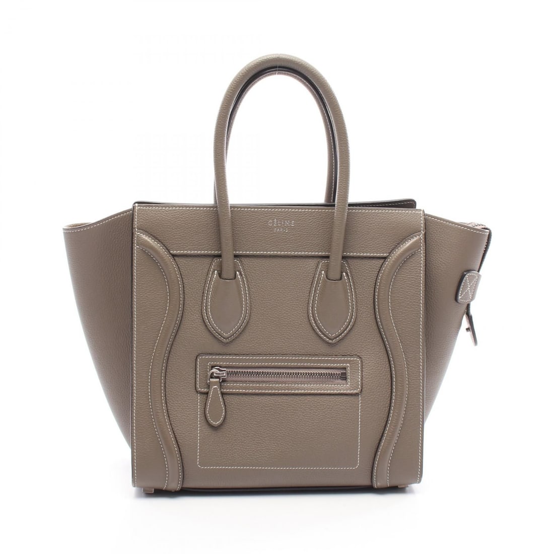 Celine Brown Leather Micro Shopper Tote: Title/Medium: Celine Brown Leather Micro Shopper Tote Bag Origin/Year: Paris, France Dimensions: W:26cm x H:26cm x D:13cm (10.2" x 10.2" x 5.1") Condition: Pre-owned, fair condition Provenance: