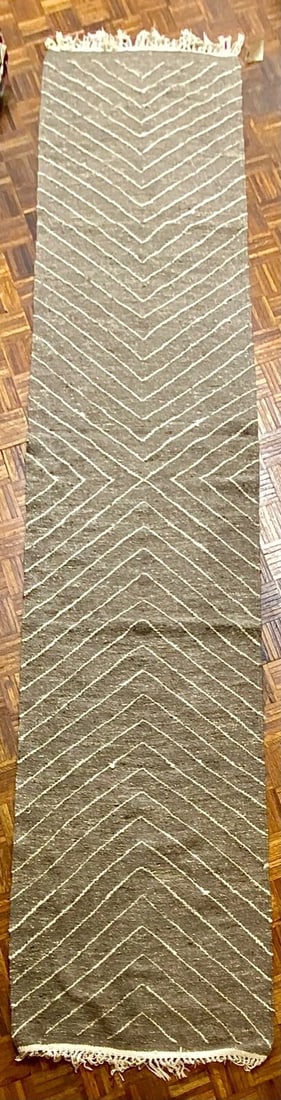 Moroccan Flatwoven Runner Rug - 4ft x 15ft: Title/Medium: Moroccan Flatwoven Runner Origin/Year: Morocco, 20th Century Dimensions: 4 ft x 15 ft Condition: Excellent, vintage condition with minor signs of wear Provenance: Private Collection A