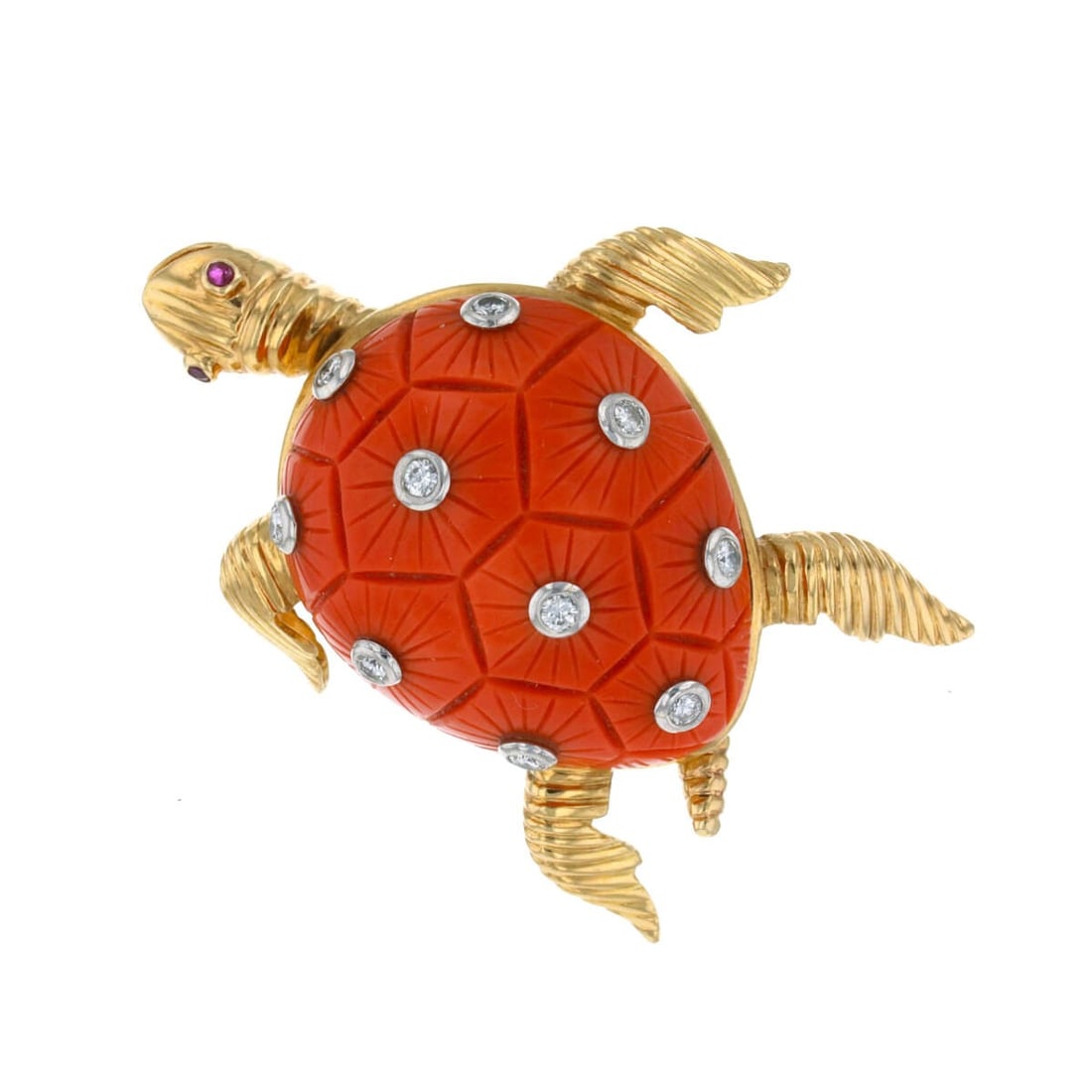 Turtle Brooch with Coral and Gems (1 of 3)