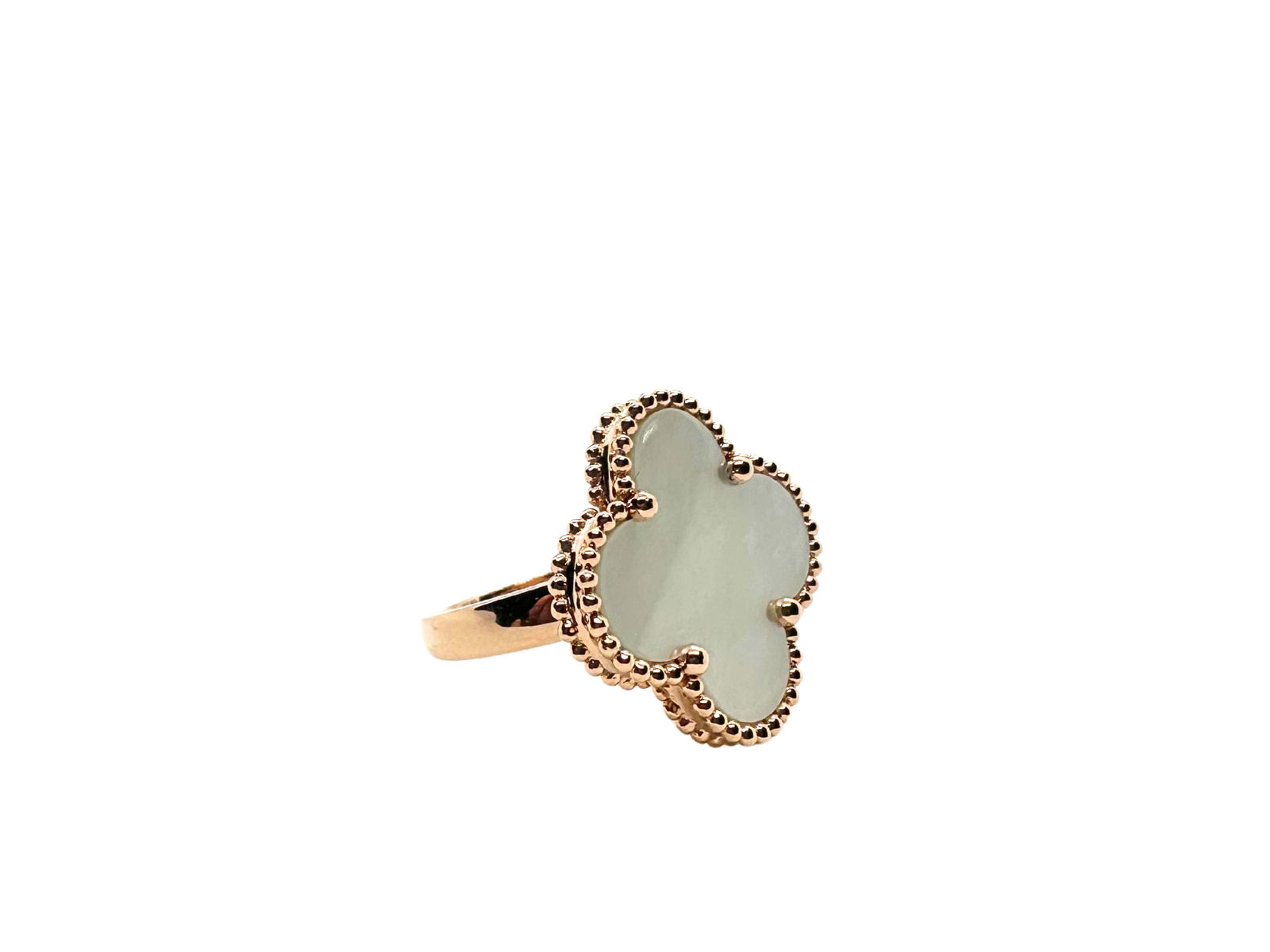 Van Cleef & Arpels Magic Alhambra White Mother of Pearl Size 48 18K Rose Gold Ring (1 of 11)