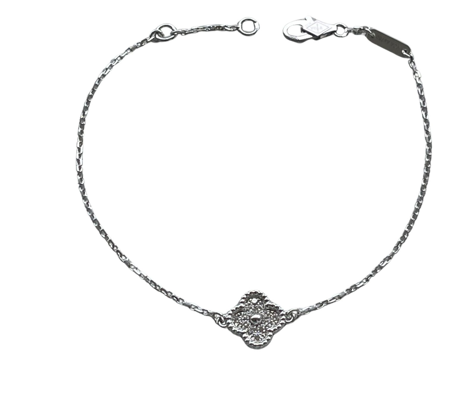 Van Cleef & Arpels 18K White Gold Sweet Alhambra Diamond Pave Bracelet (1 of 10)