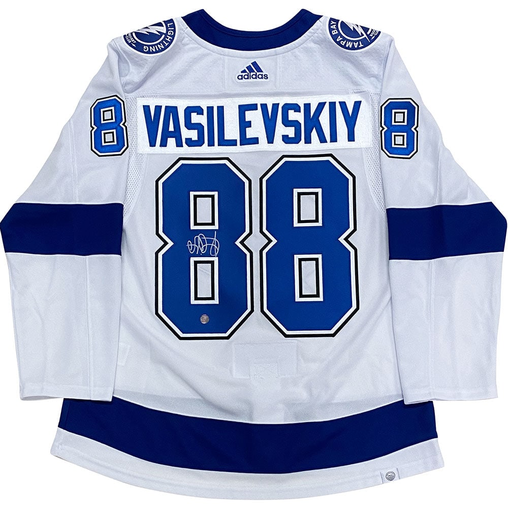 Andrei Vasilevskiy Autographed Tampa Bay Lightning Pro Jersey: Title/Medium: Andrei Vasilevskiy Autographed Tampa Bay Lightning Pro Jersey Get your very own pro jersey that has been autographed by Lightning star Andrei Vasilevskiy. Comes with Certificate of Authe