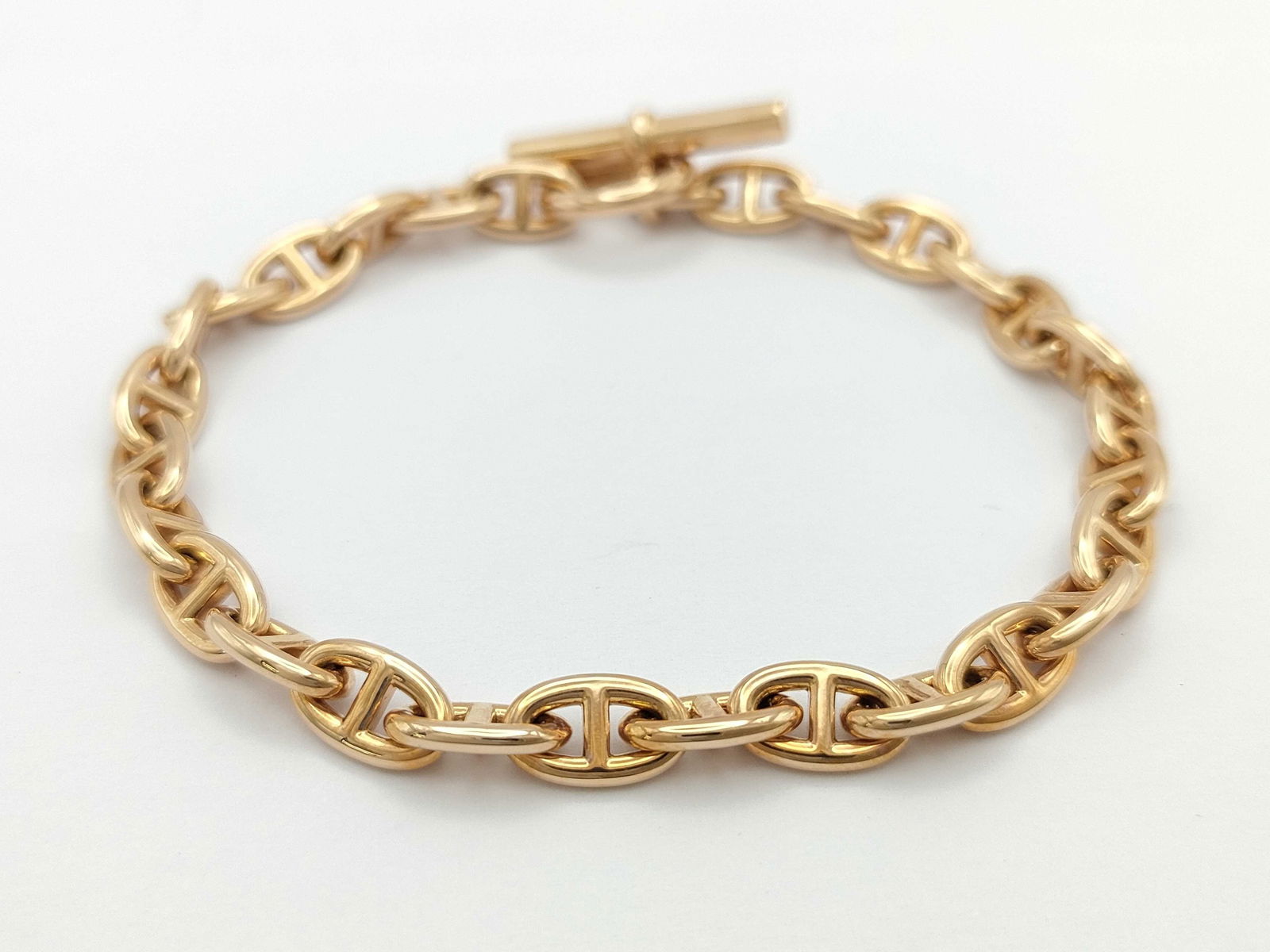 Hermes Chene Dunkle 18K Rose Gold Mariner Link Bracelet (1 of 4)