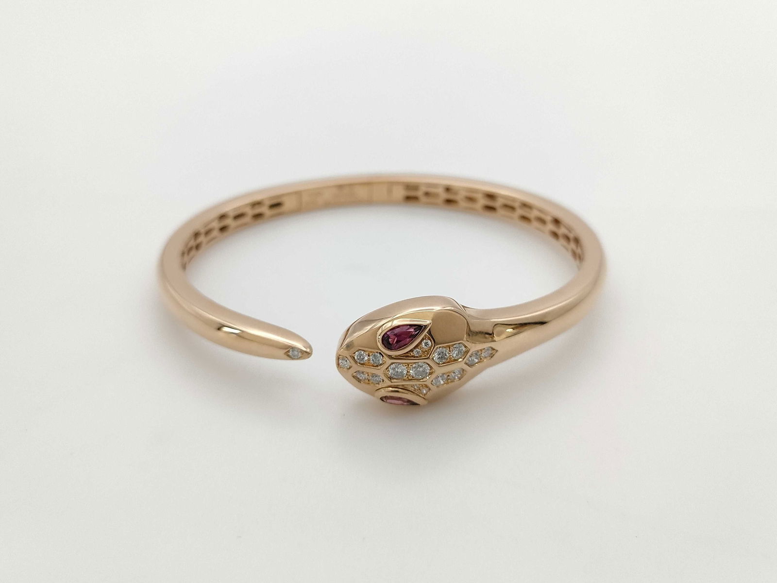Bulgari Serpenti Viper Pink Rubellite & Diamond 18K Rose Gold Bangle Bracelet (1 of 4)
