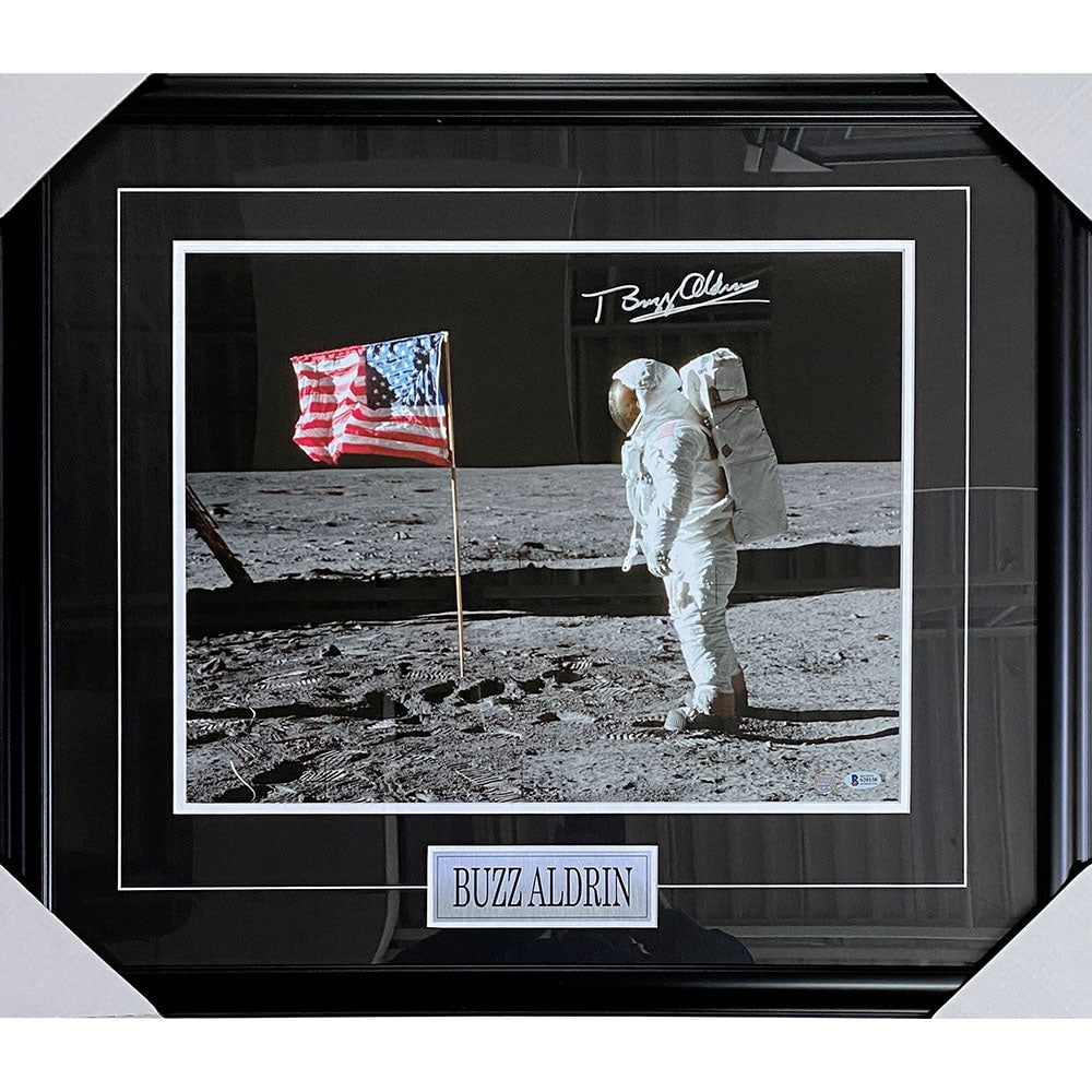 Buzz Aldrin Framed Autographed 16X20 Photo (w/Flag) (1 of 1)
