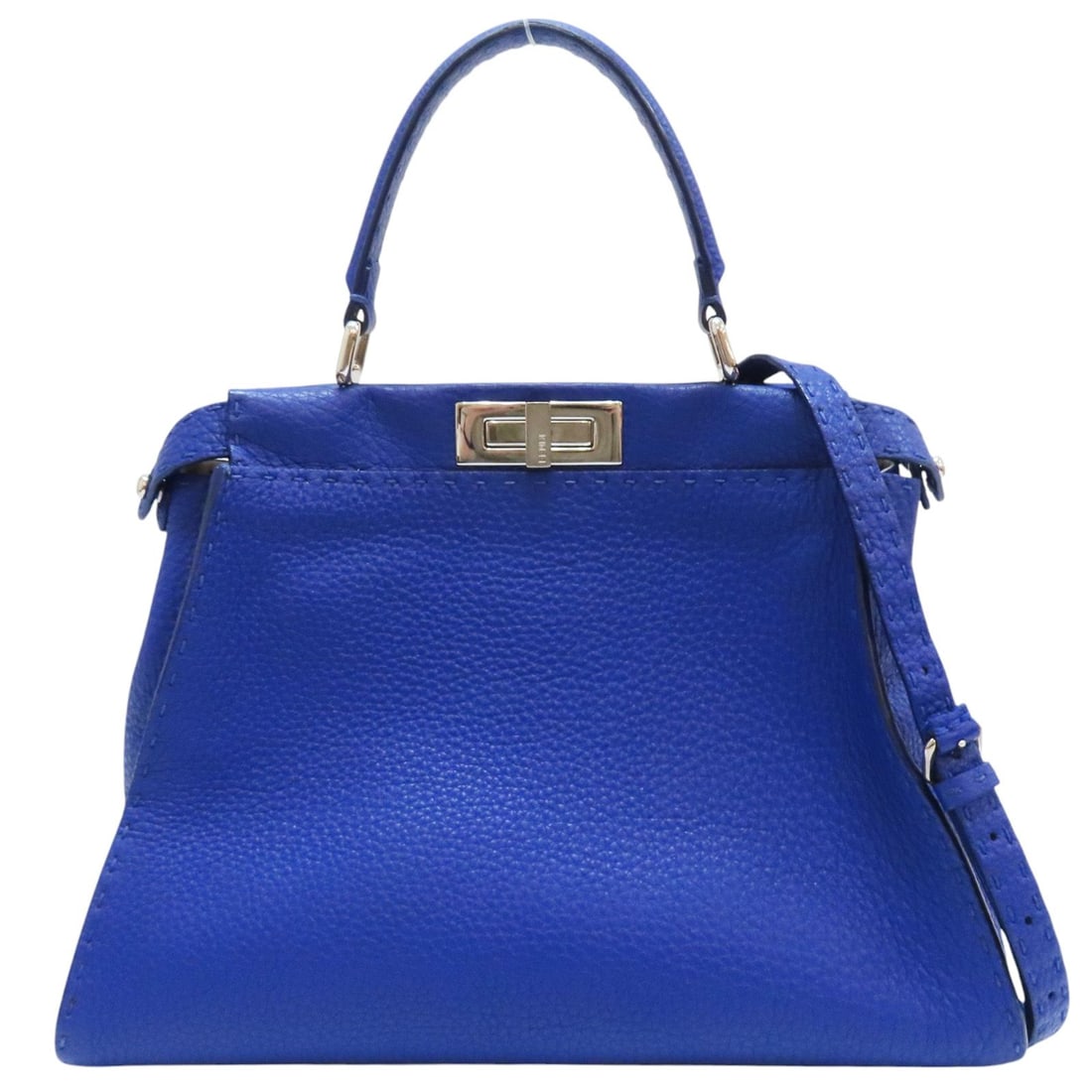 Fendi Peekaboo Selleria Blue Leather Handbag (1 of 12)