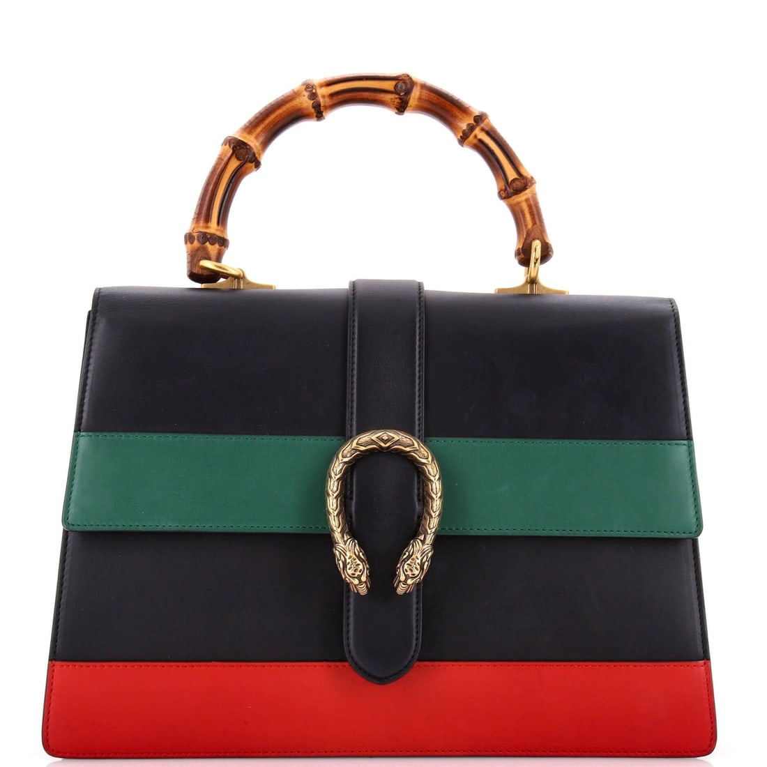 Gucci Dionysus Bamboo Colorblock Bag: Title/Medium: Gucci Dionysus Bamboo Top Handle Bag Origin/Year: Italy, Contemporary Dimensions: 13" W x 9" H x 4.5" D Condition: Good with wear and scuffs Provenance: Authentic Gucci item Additiona
