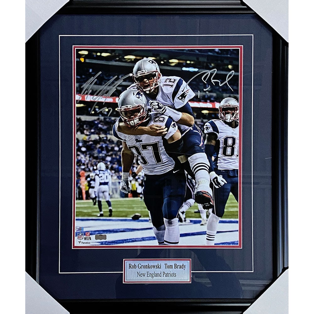 Tom Brady/Rob Gronkowski Framed Autographed New England Patriots 16X20 Photo: Title/Medium: Tom Brady & Rob Gronkowski Framed Autographed New England Patriots 16X20 Photo Get your very own framed 16X20 photo autographed by Patriots legends Tom Brady and Rob Gronkowski. This exc