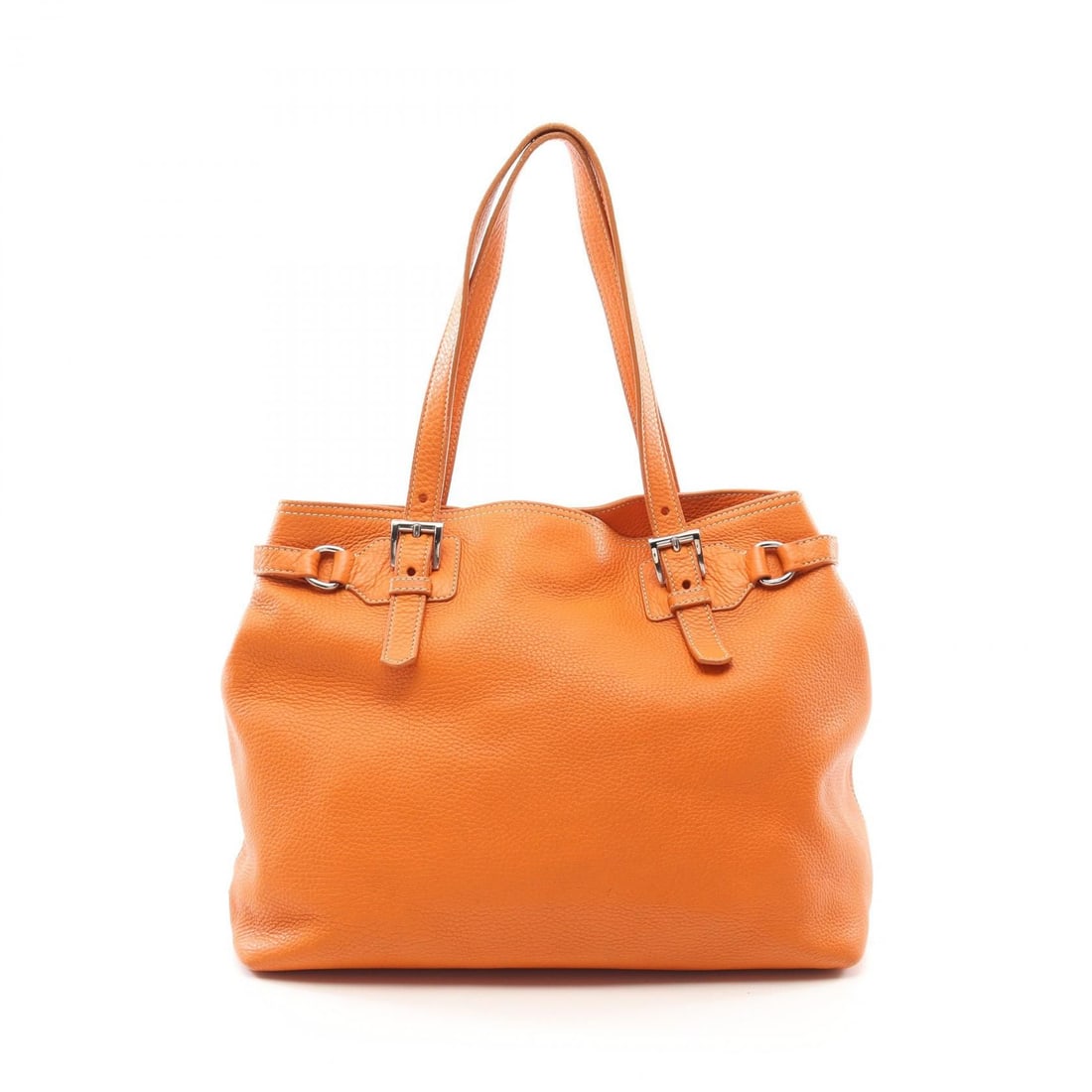 Prada Orange Leather Tote Bag: Title/Medium: Prada Orange Leather Tote Bag Origin/Year: PRADA Dimensions: W: 34cm (13.4 inches) H: 28cm (11.0 inches) D: 13.5cm (5.3 inches) Handle: 46.5~56.5 cm (18.3 inches) Condition: P