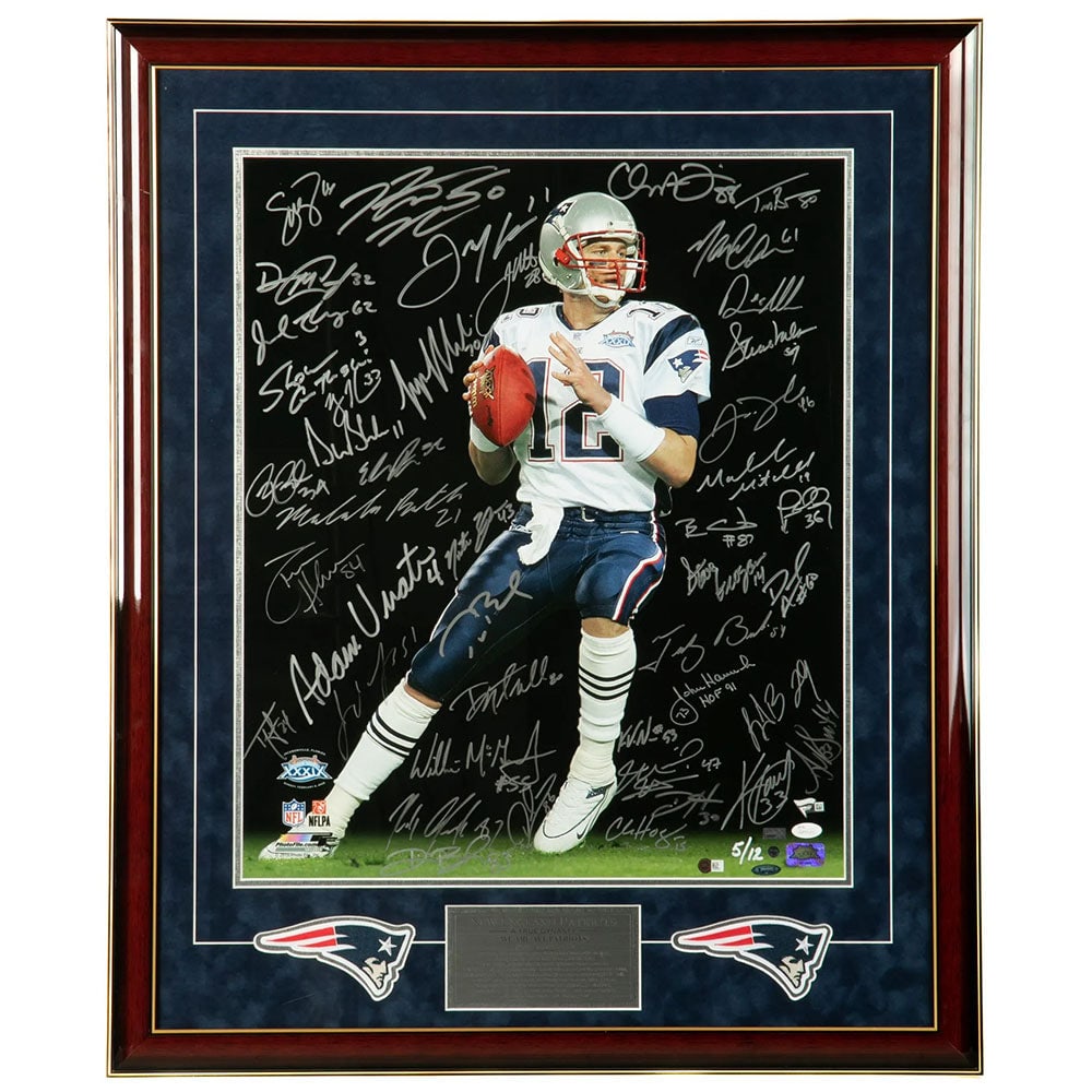 New England Patriots Framed Multi-Signed Limited-Edition 20X24 Tom Brady Photo (1 of 1)