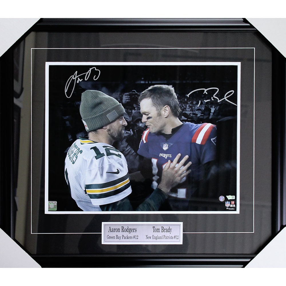 Aaron Rodgers/Tom Brady Framed Autographed 16X20 Photo (1 of 1)