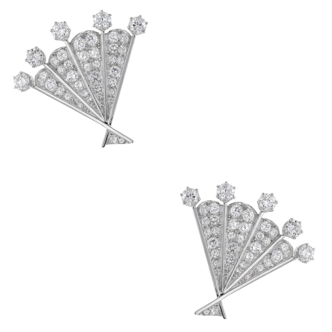 Vintage Diamond and Gold Earrings: Title: Vintage Diamond and Gold Earrings Medium: 18k White Gold, Platinum Origin/Year: Circa 1940-1950 Dimensions: 3.3 x 3.4 cm Condition: Excellent vintage condition Provenance: Private collec