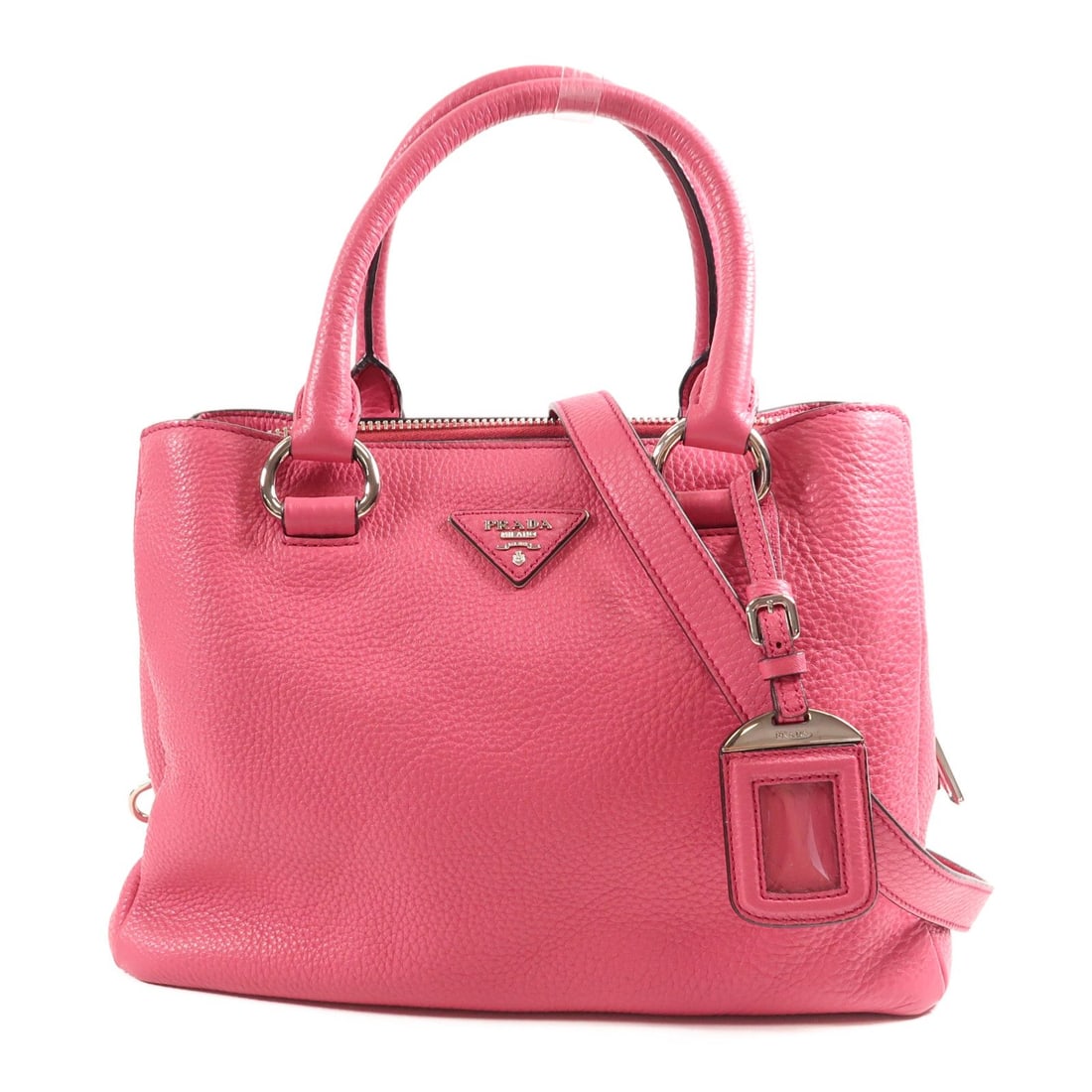 Prada Pink Cowhide Leather 2-Way Shoulder Bag: Title: Prada Pink Cowhide Leather 2-Way Shoulder Bag Medium: Cowhide Leather Origin/Year: Prada Dimensions: Width: 30 cm (11.8 in) Height: 22 cm (8.7 in) Depth: 15.5 cm (6.1 in)