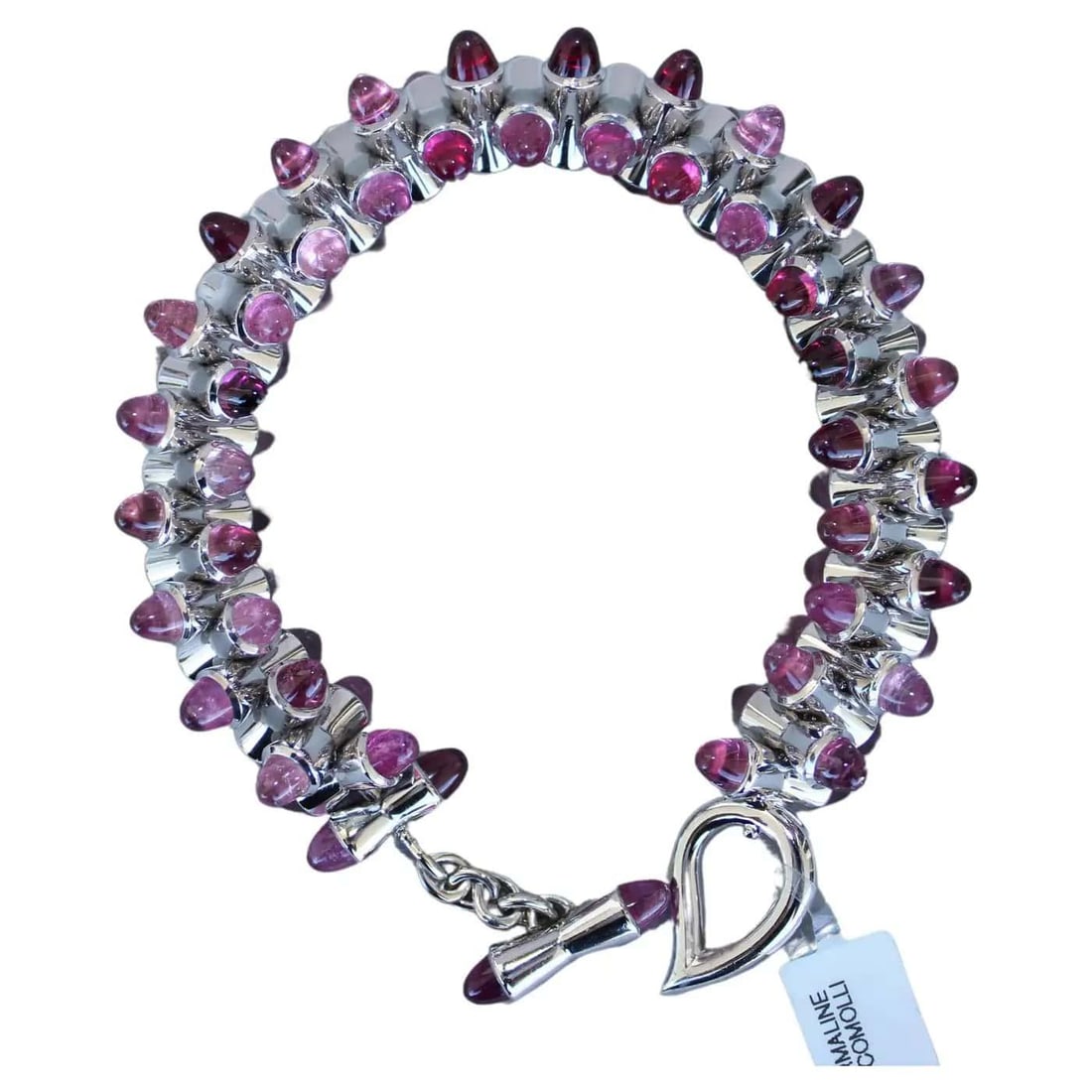 Tamara Commoli Pink Tourmaline 18K Bracelet: Title: Tamara Comolli Pink Tourmaline Bracelet Medium: 18K White Gold, Pink Tourmaline, Rubellite Origin/Year: Contemporary Dimensions: Length: 8 inches (adjustable) Total Weight: approximately 100