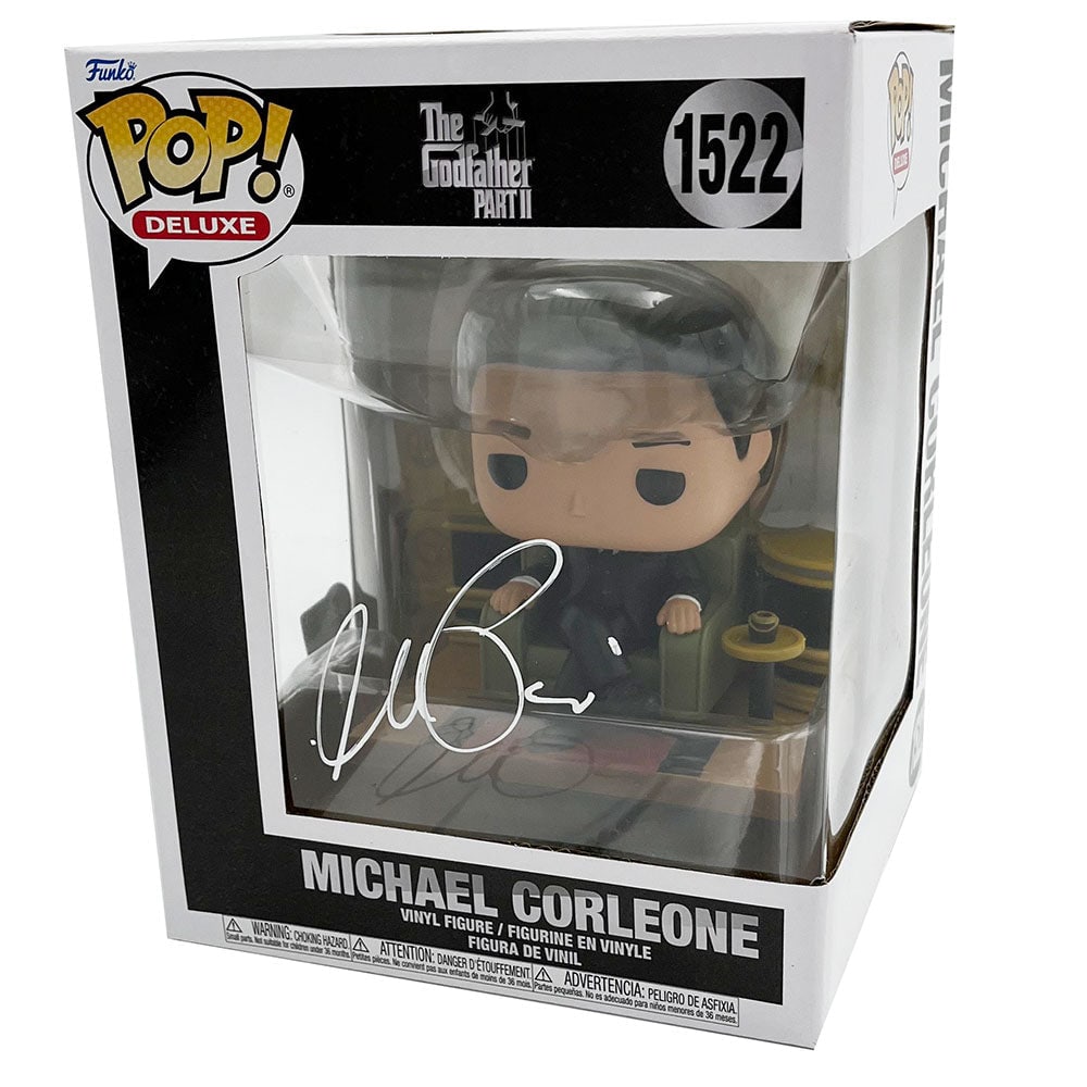 Al Pacino Autographed "The Godfather: Part II" Funko Pop! Deluxe Figure: Title: Al Pacino Autographed "The Godfather: Part II" Funko Pop! Deluxe Figure Medium: Autographed Vinyl Collectible Figure Description: Funko Pop! Deluxe figure autographed by Al Pacino, portraying h