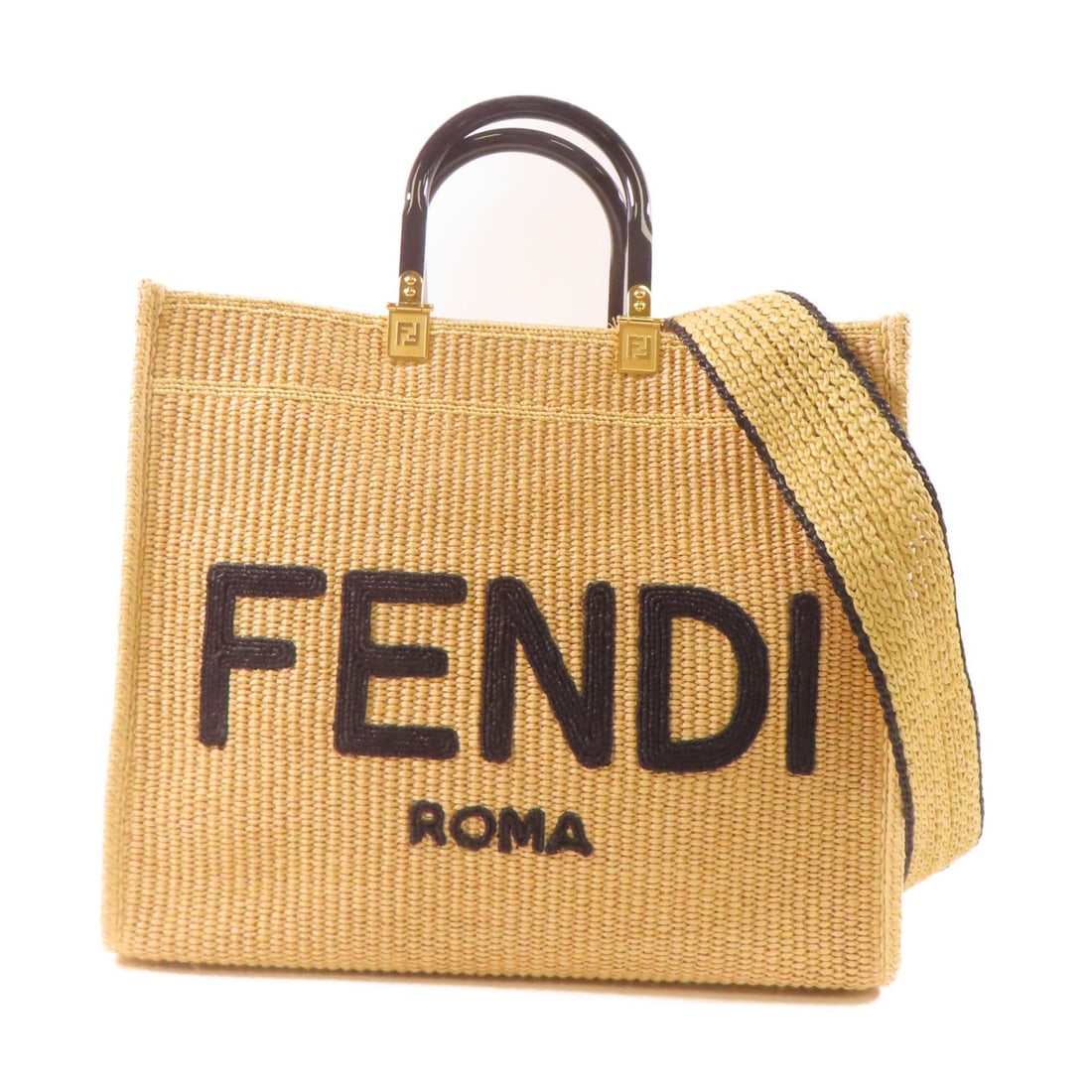 Fendi Woven Straw Sunshine Tote Bag: Title/Medium: Fendi Woven Straw Sunshine Medium Tote Bag Origin/Year: Italy, contemporary Dimensions: W: 36cm x H: 31cm x D: 15.5cm (14.2" x 12.2" x 6.1") Condition: Pre-owned, good condition