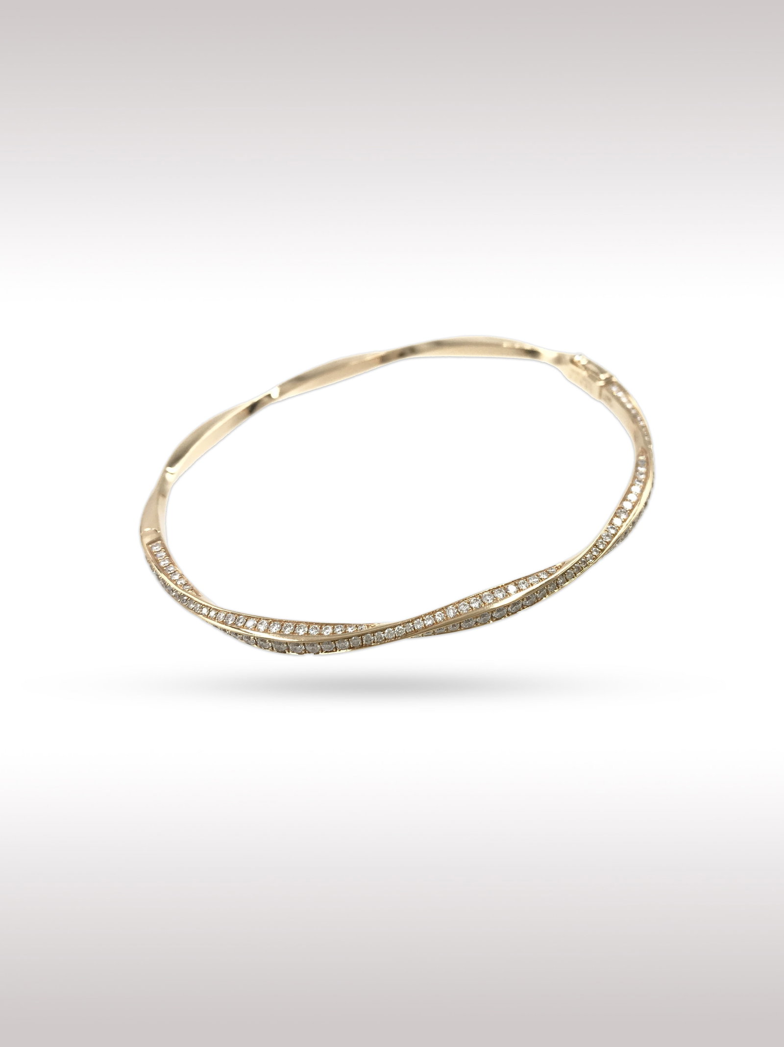 Graff Spiral Pave Diamond 18K Yellow Gold Bangle Bracelet (1 of 4)