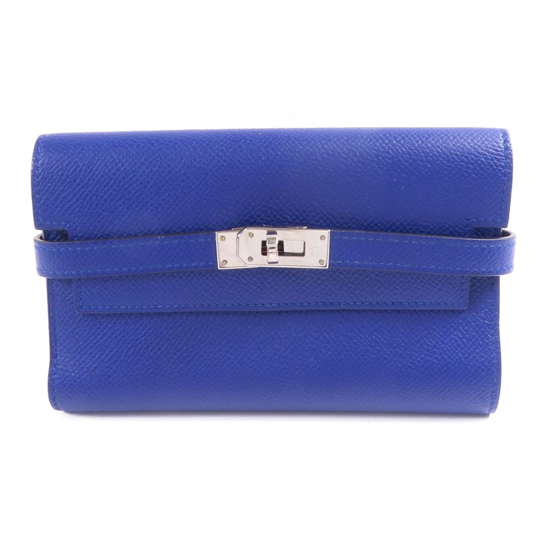 Hermes Epsom Leather Kelly Wallet - Bleu Electrique: Title/Medium: Hermes Epsom Leather Kelly Wallet Origin/Year: Hermes, Pre-owned Dimensions: W: 15.5cm x H: 10cm x D: 1.5cm (6.1 in x 3.9 in x 0.6 in) Condition: Good pre-owned condition with signs of w