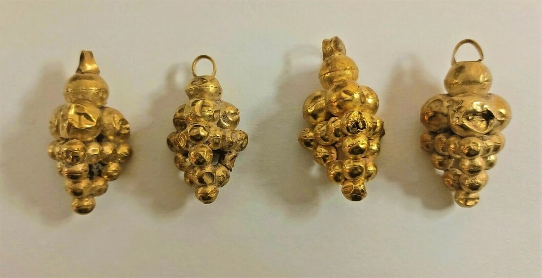 Ancient Gold Pendants - Greek/Phoenician, i mil BC: Title: Ancient Gold Pendants Medium: Gold Origin/Year: Greek Phoenician or Achaemenid, 1st millennium BC Dimensions: Not specified Condition: Excellent Provenance: Private c