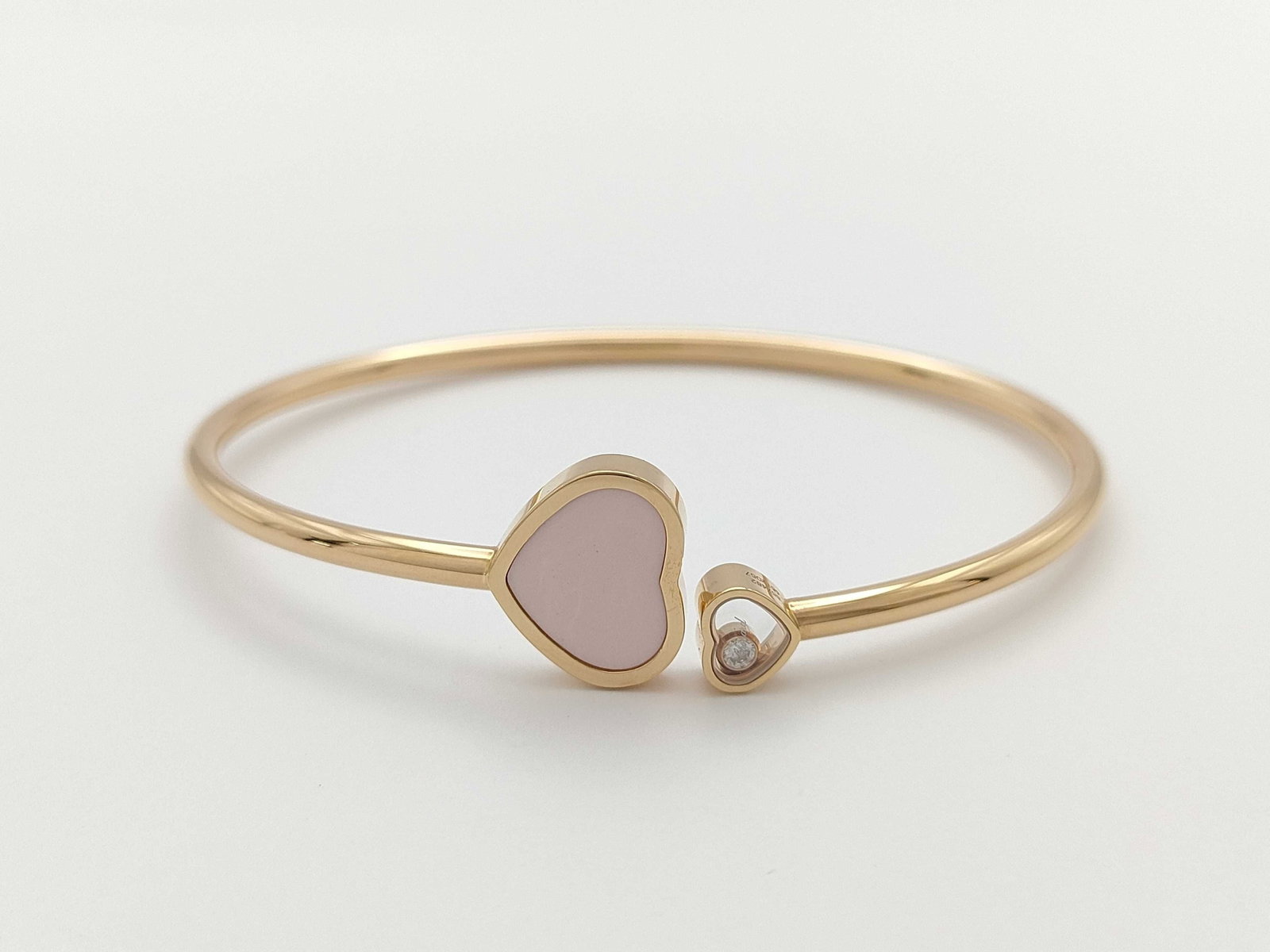 Chopard Happy Hearts Pink Opal Diamond 18K Rose Gold Bracelet Bangle (1 of 4)
