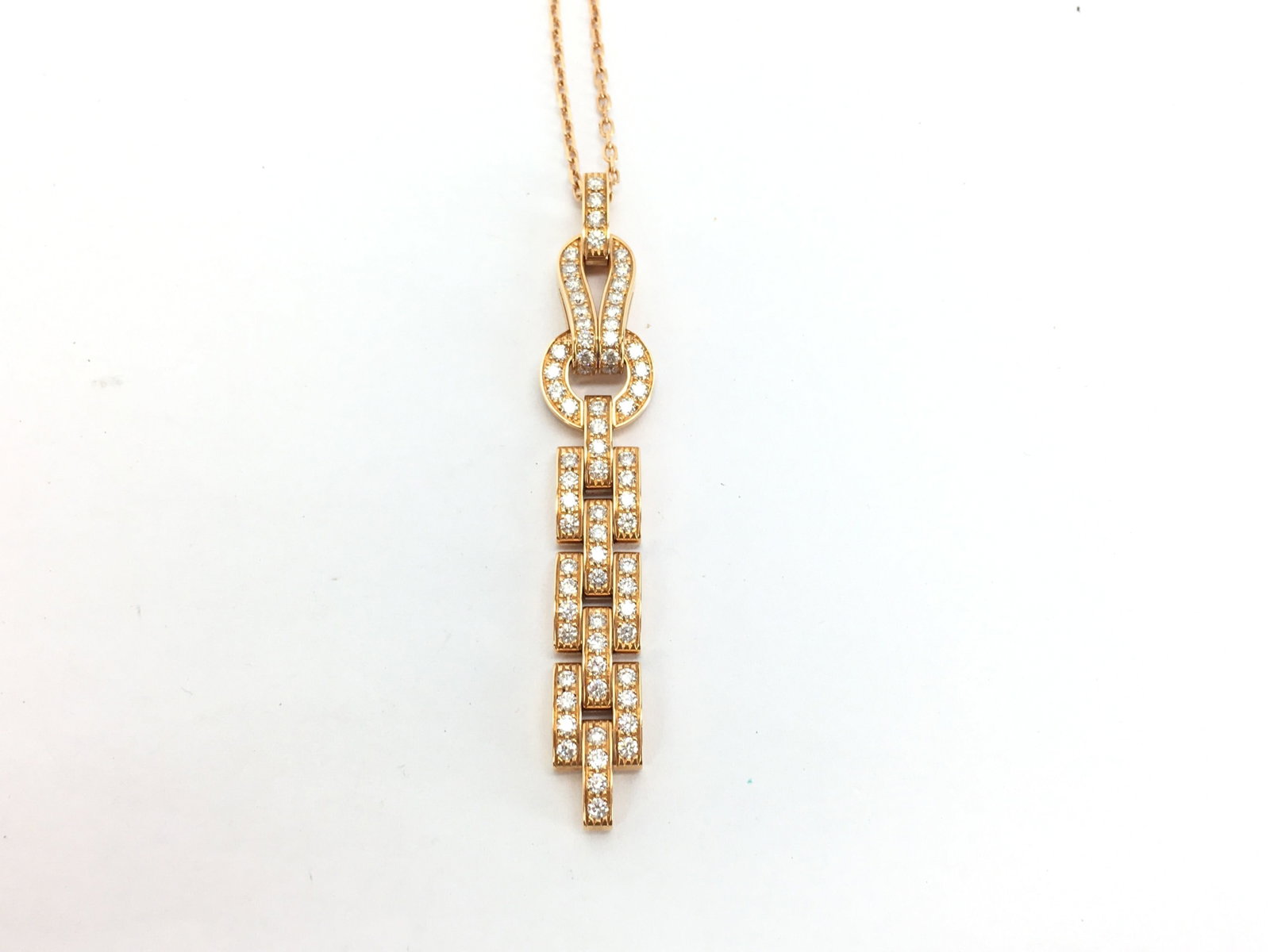 Cartier Agrafe Diamond Pave 18K Yellow Gold Pendant Necklace (1 of 4)