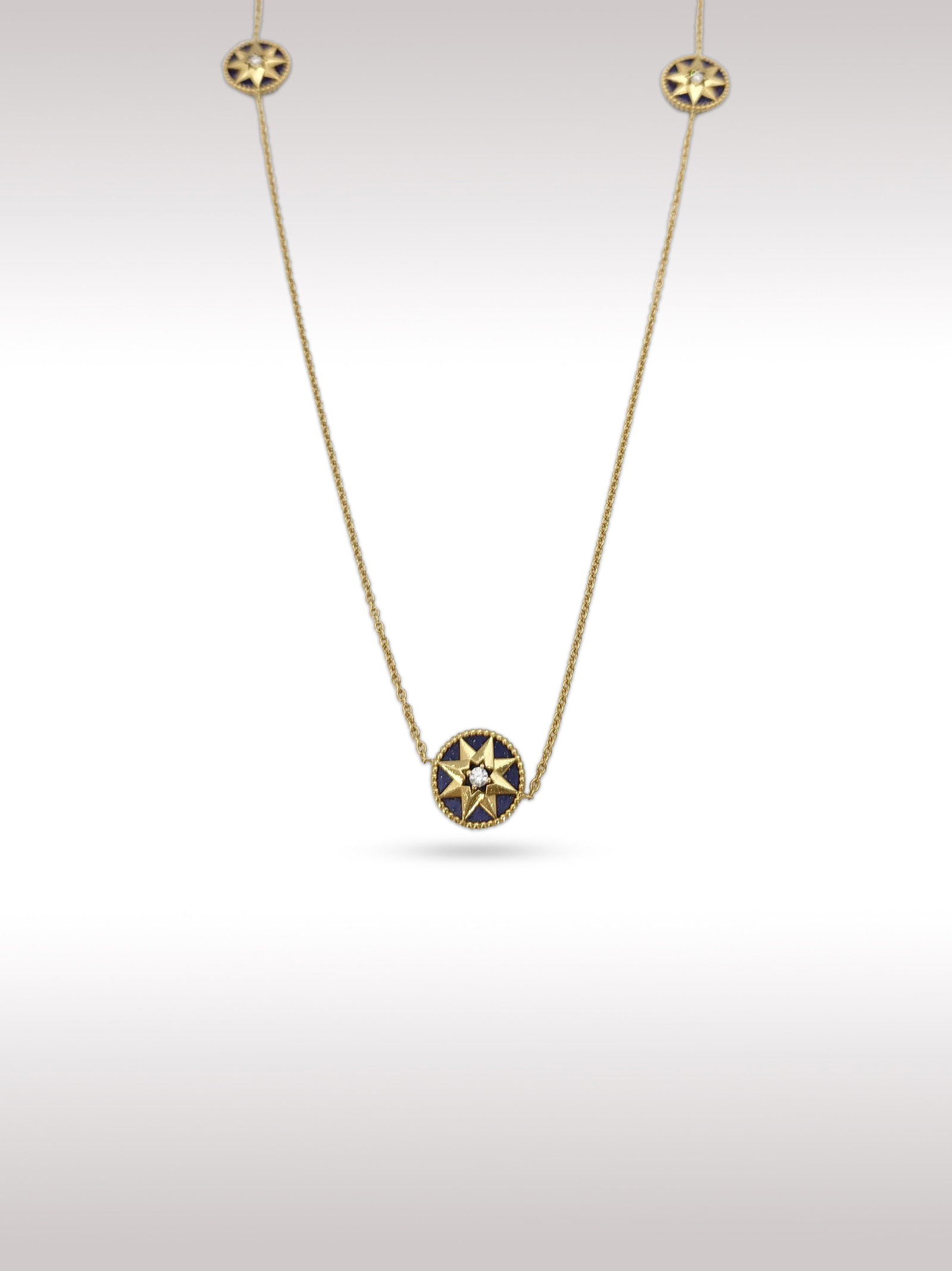 Dior Rose des Vents Lapis Lazuli Diamond 18K Yellow Gold 9 Motif Necklace (1 of 4)