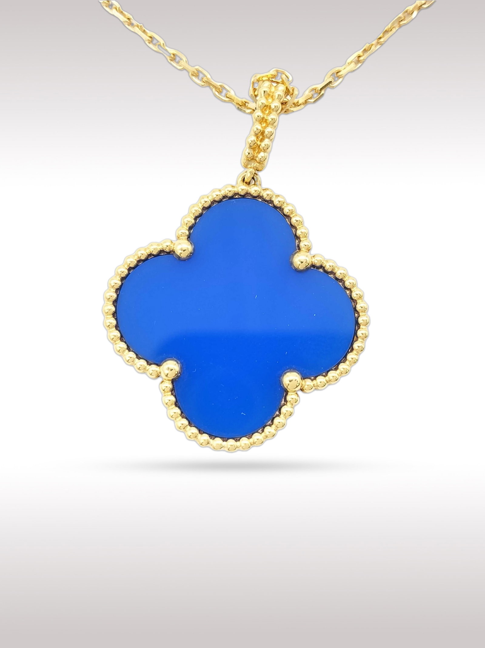 Van Cleef Arpels Magic Alhambra Blue Agate Long Chain 18K Yellow Gold Pendant Necklace (1 of 7)