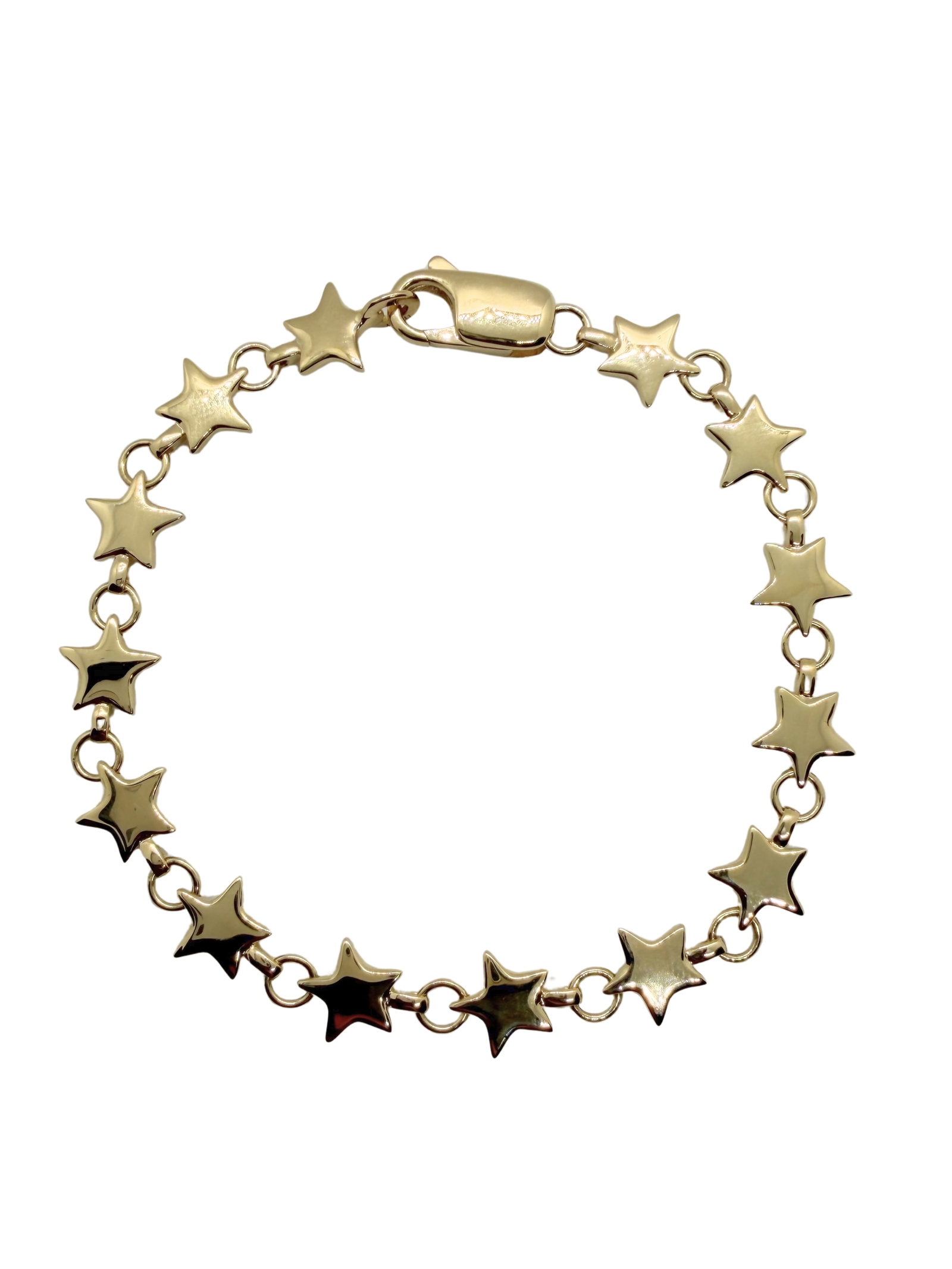 Tiffany & Co. Stars Motif Links Vintage Rare Star 18 Karat Yellow Gold Bracelet: Description: Elegant and collectible Tiffany & Co. bracelet crafted in rich 18K yellow gold, featuring beautifully sculpted star motifs throughout the design. Inspired by celestial themes that hav