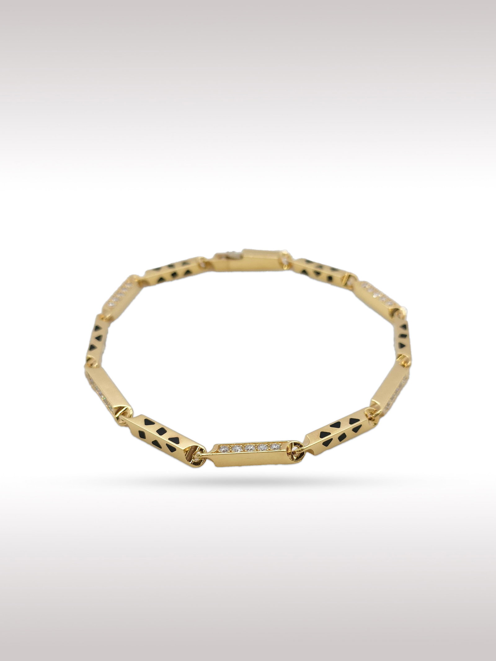 Cartier Panthere Link Diamond Black Lacquer 18K Yellow Gold Bracelet (1 of 3)