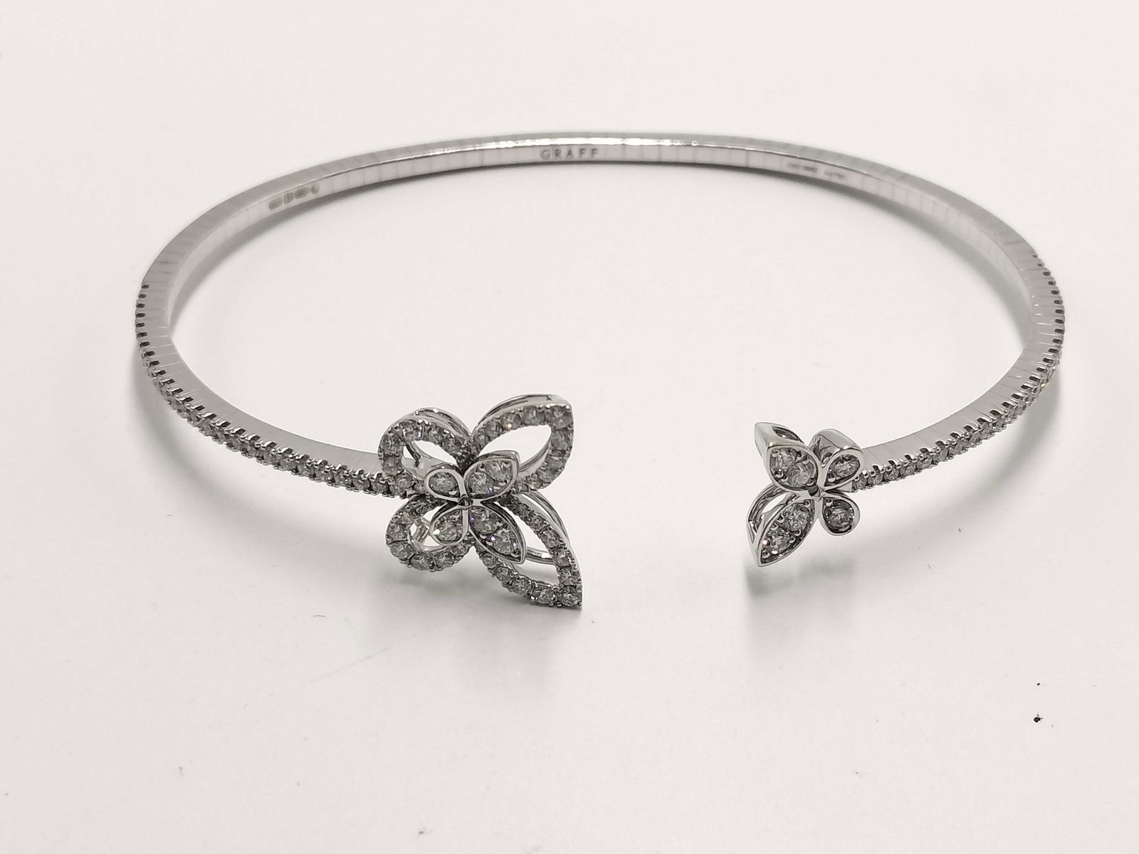 Graff Butterfly Diamond 18K White Gold Open Bangle Bracelet (1 of 4)