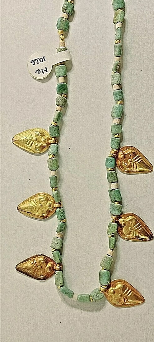 Ancient Gold & Turquoise Bactrian Necklace: Title/Medium: Ancient Gold & Turquoise Bactrian Necklace Origin/Year: Bactria, Early 1st Millennium BC Dimensions: Not specified Condition: Excellent vintage condition Provenance: Acquired from a