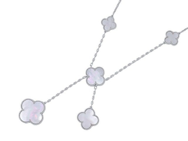 Van Cleef & Arpels Magic Alhambra 6 Motifs White Mother of Pearl 18K White Gold Bib Necklace (1 of 6)