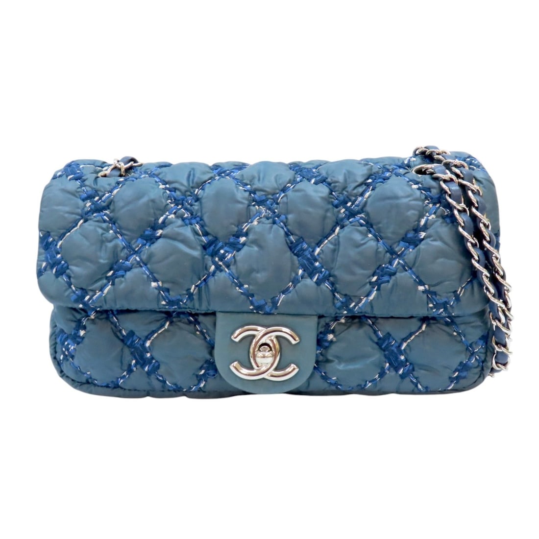 Chanel Blue Nylon Matelasse Shoulder Bag (1 of 12)