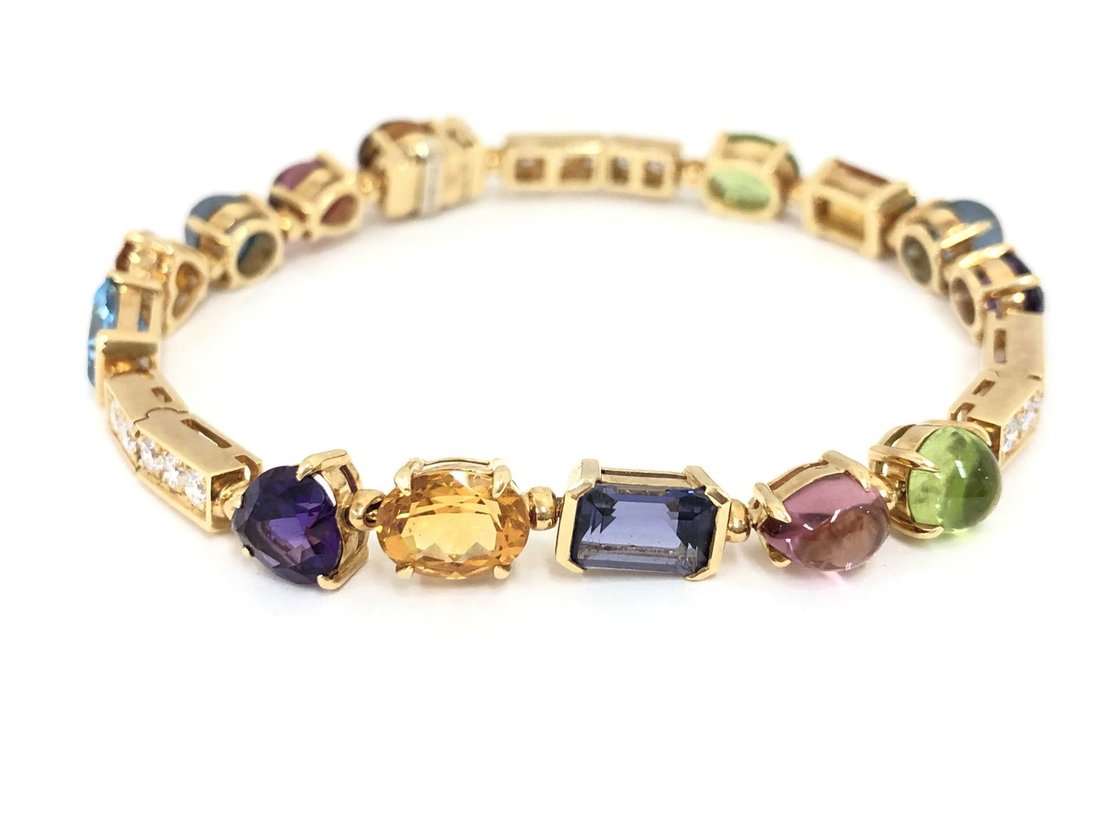 Bvlgari Allegra Multi Gemstone Diamond 18K Yellow Gold Bracelet (1 of 4)