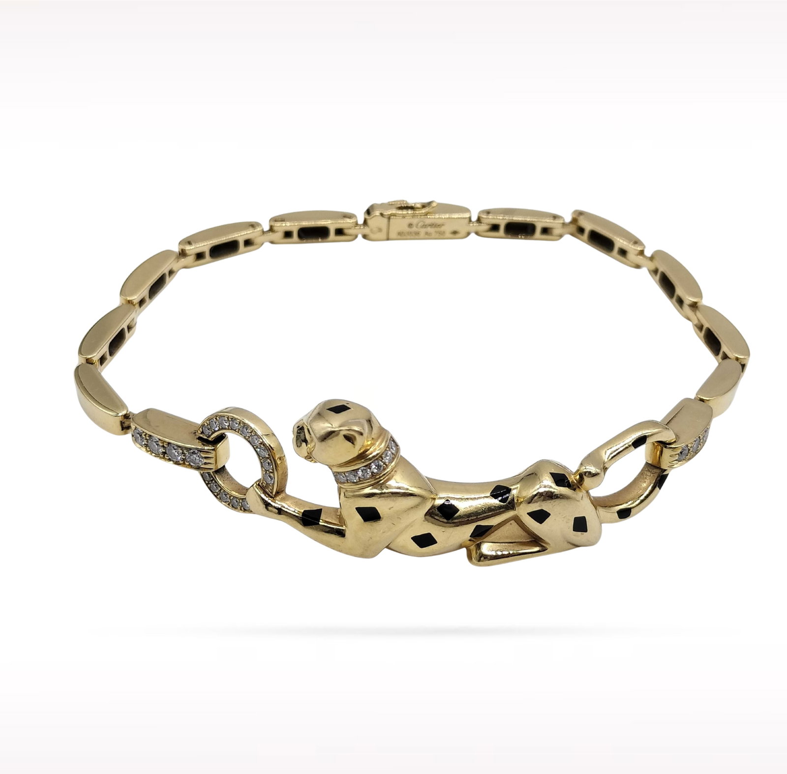 Cartier Panthere Diamond Tsavorite Black Lacquer 18K Yellow Gold Bracelet (1 of 4)