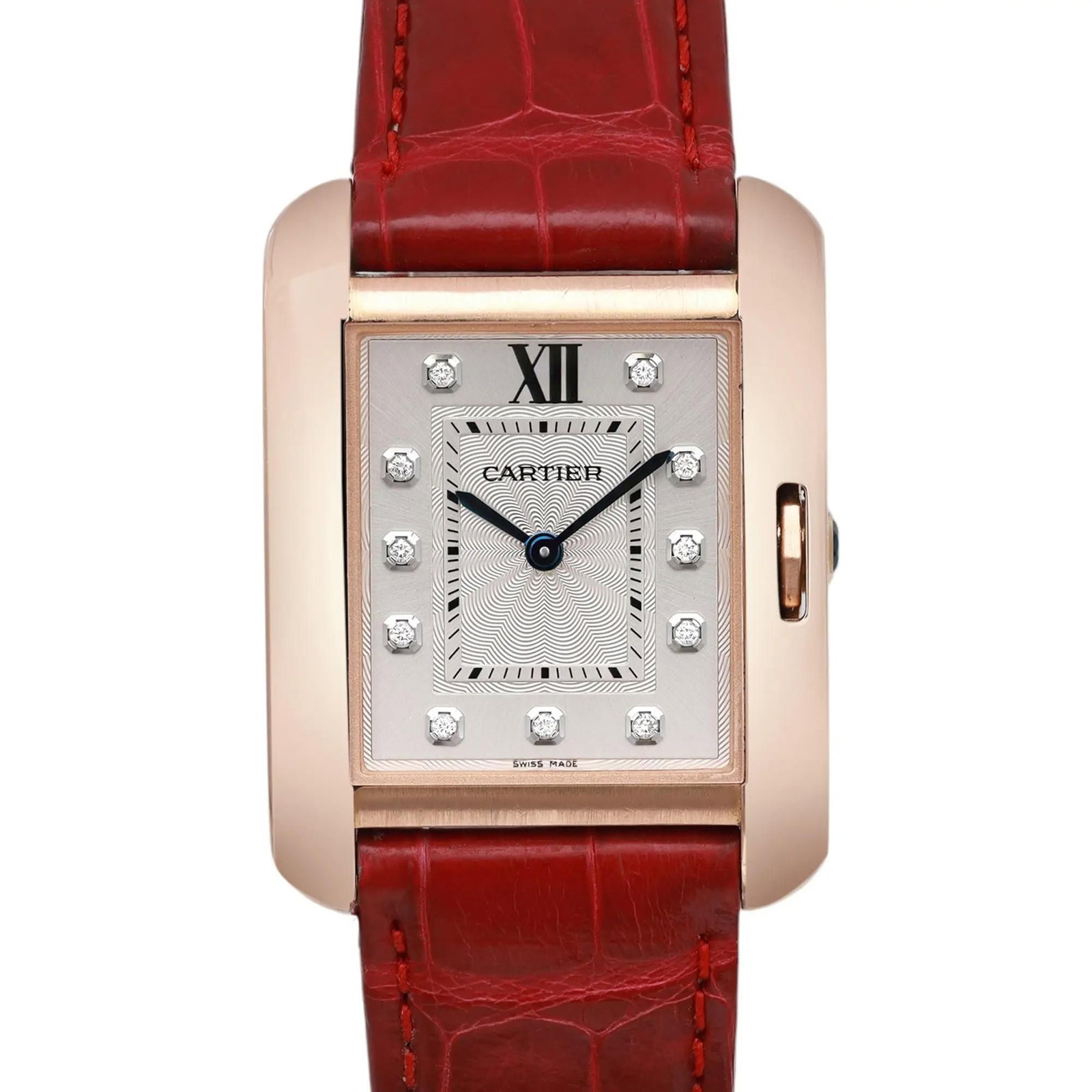 Cartier Tank Anglaise Diamond Dial Ladies Watch: Title/Medium: Cartier Tank Anglaise Ladies Quartz Watch Origin/Year: Switzerland Dimensions: Case Size: 26 mm, Case Thickness: 7 mm, Band Width: 16 mm Condition: Pre-owned, excellent condition with li