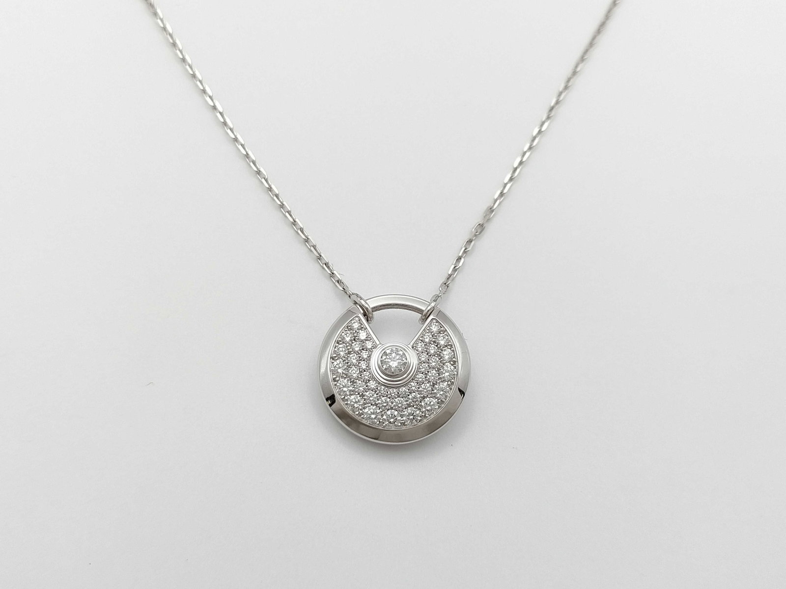 Cartier Amulette Diamond Pave Large 18K White Gold Pendant Necklace (1 of 5)
